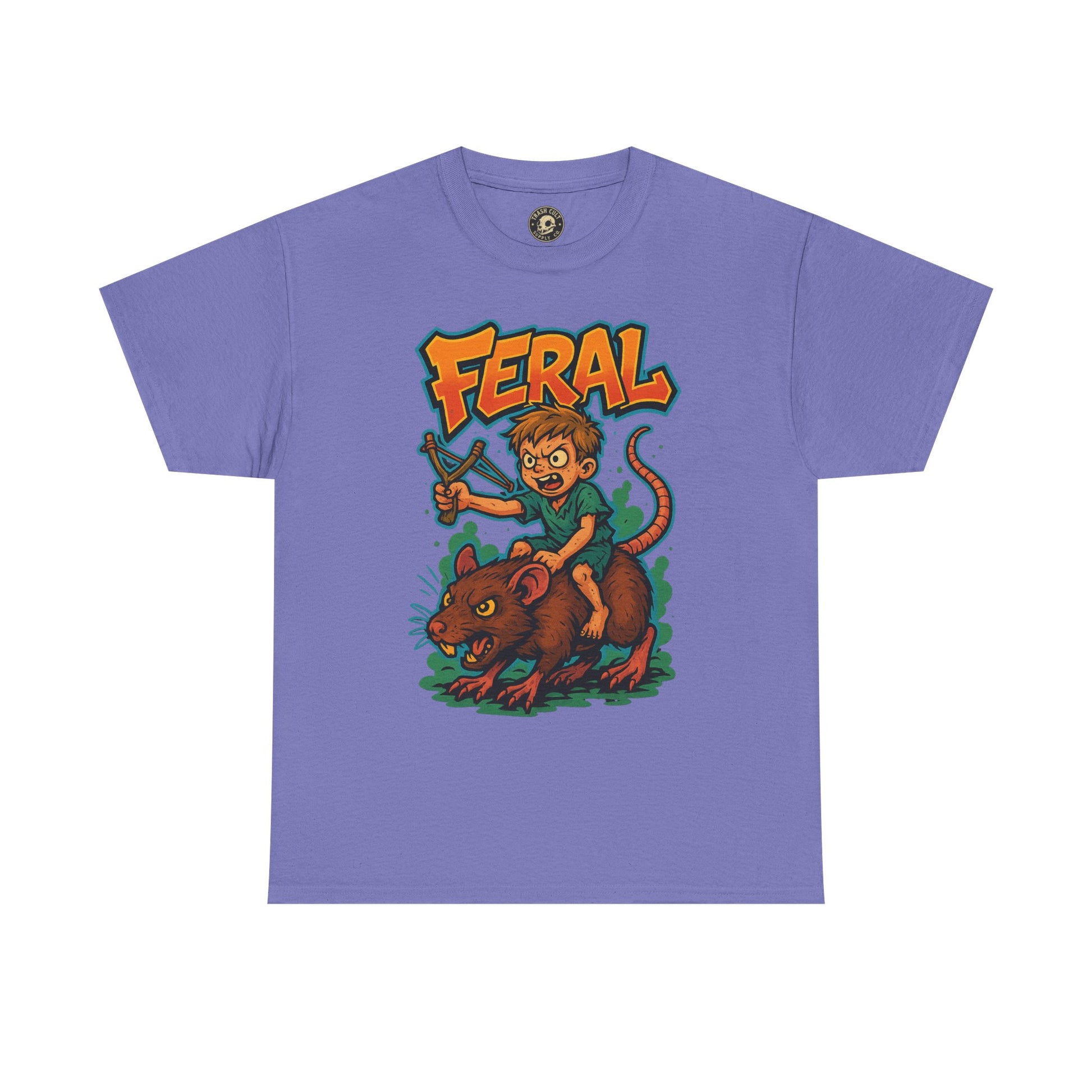 FERAL Graffiti Rat Rider T-Shirt – Bold New School Streetwear | Gildan 5000 Chaos Graphic Tee