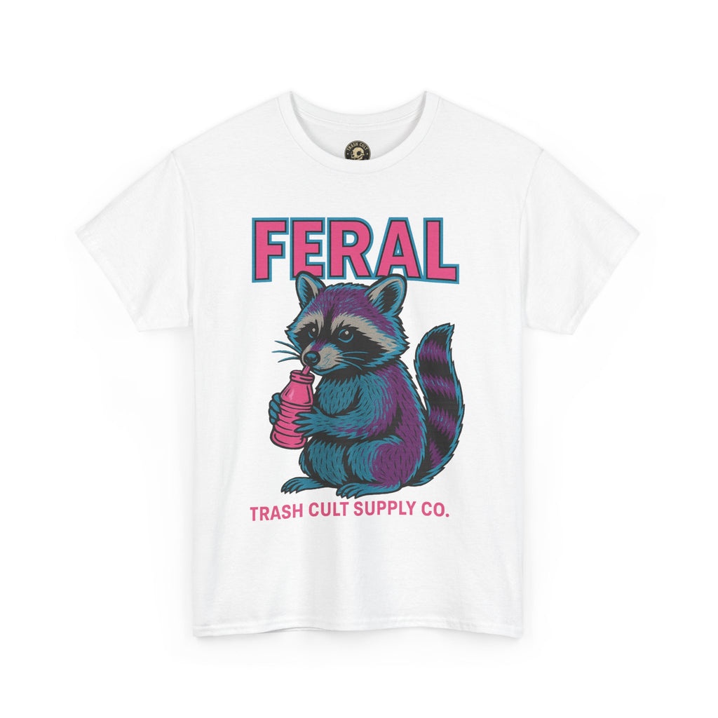 FERAL Raccoon 80s Retro Shirt – Trash Cult Supply Co. – Gildan 5000 Tee