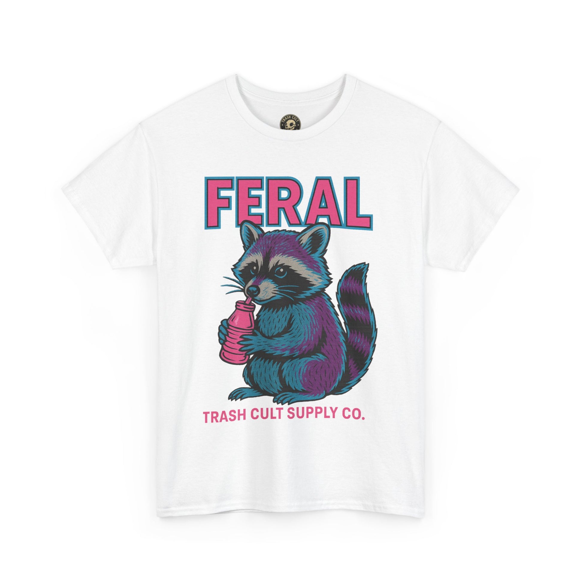 FERAL Raccoon 80s Retro Shirt – Trash Cult Supply Co. – Gildan 5000 Tee