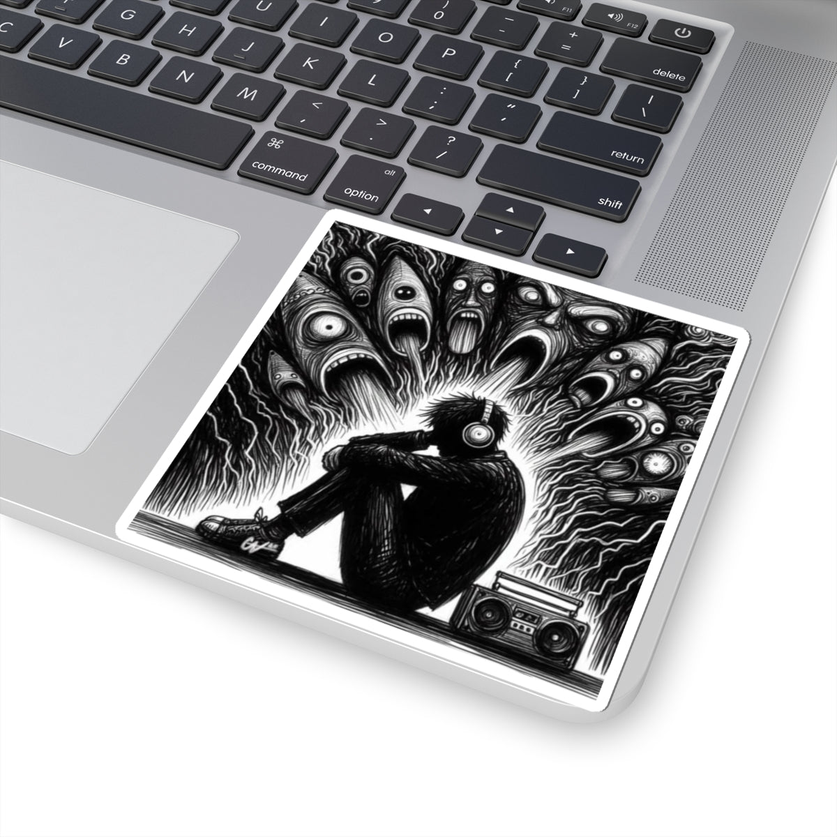 Xian Allen x Trash Cult Sticker – “Turn It Up Louder” | Screaming Faces Audio Overload Decal