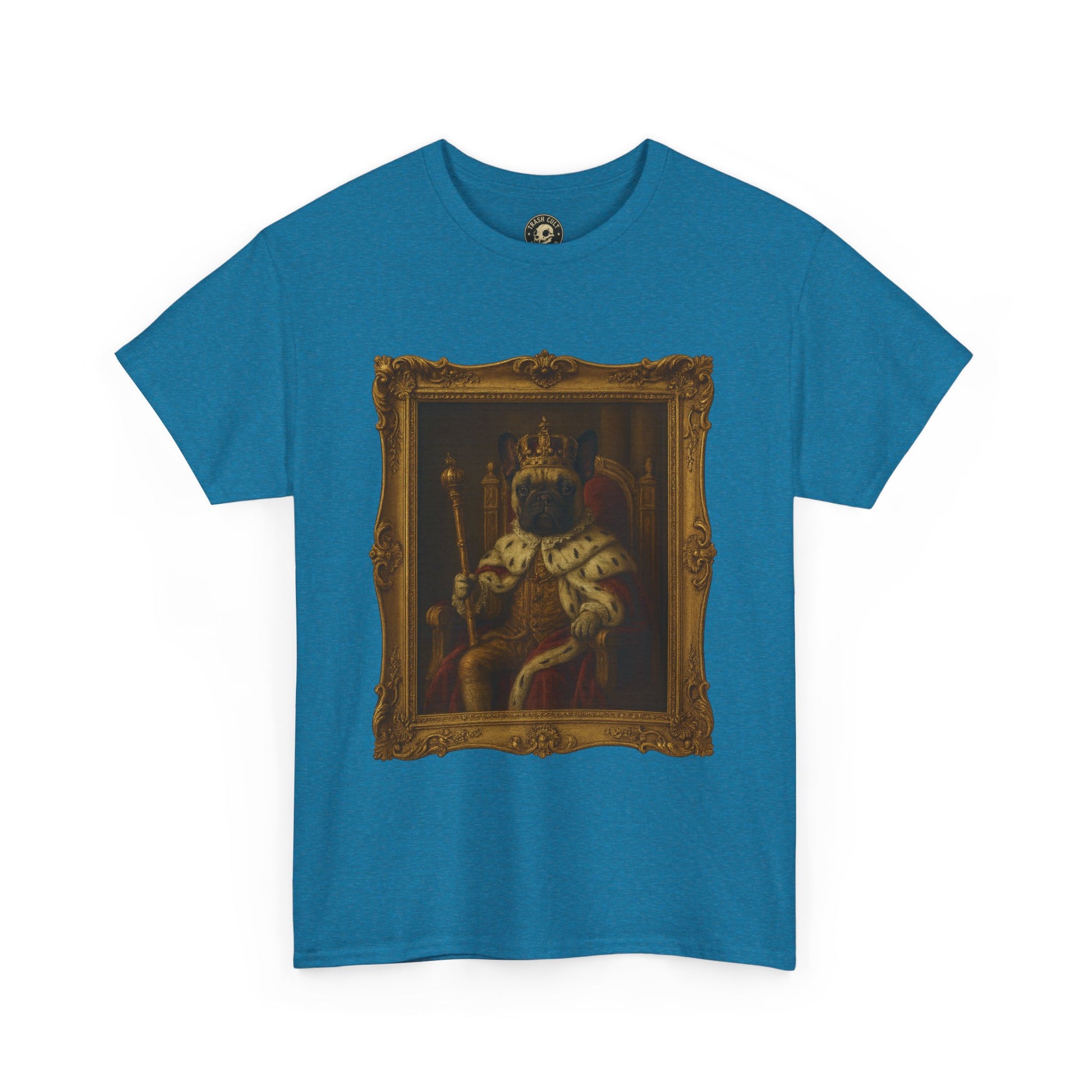 French Bulldog King Baroque Portrait Shirt – Funny Royal Dog Tee – Gildan 5000 Unisex Heavy Cotton