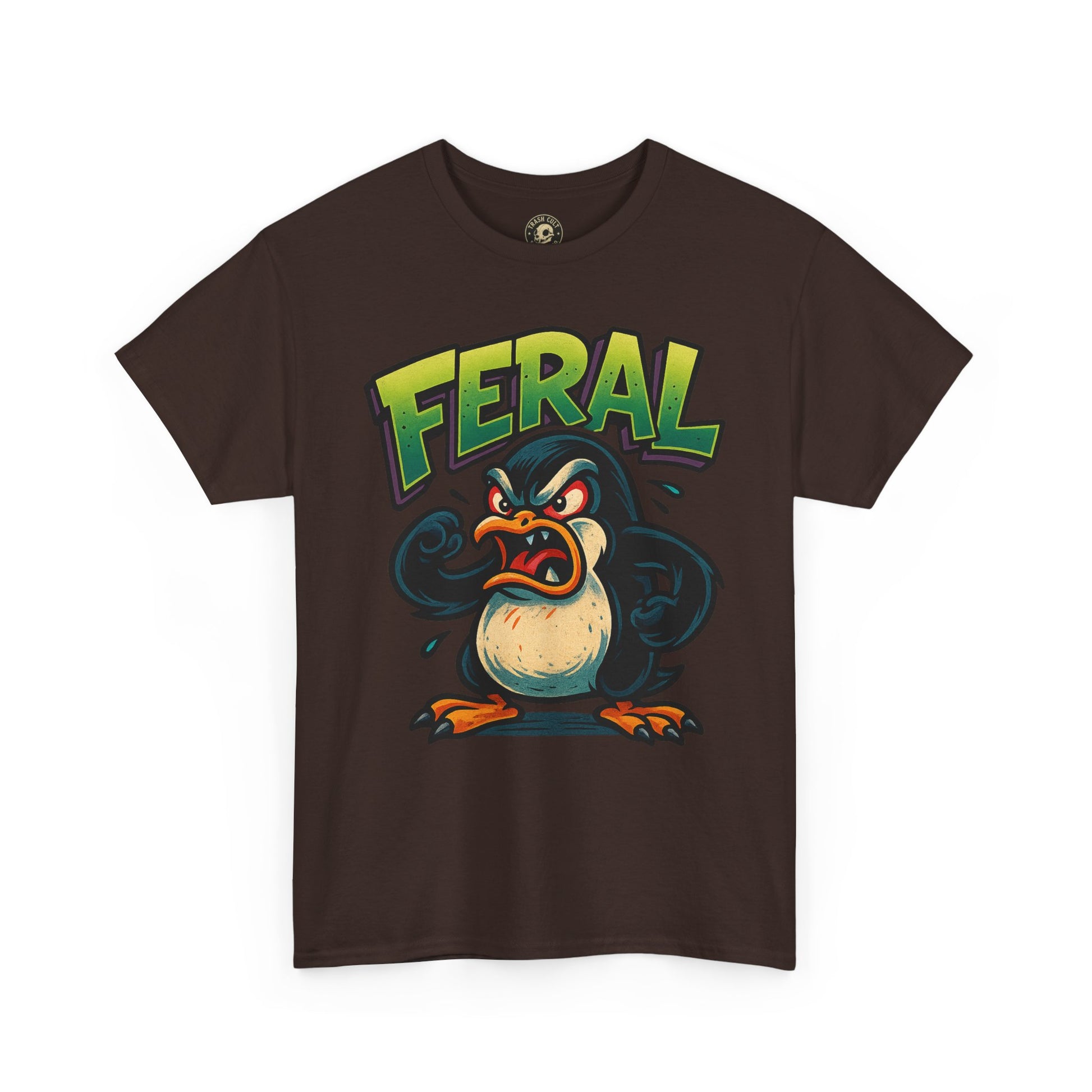 Feral Penguin T-Shirt – Funny Unisex Cotton Tee | Bold Animal Graphic Shirt, Quirky Gift Idea