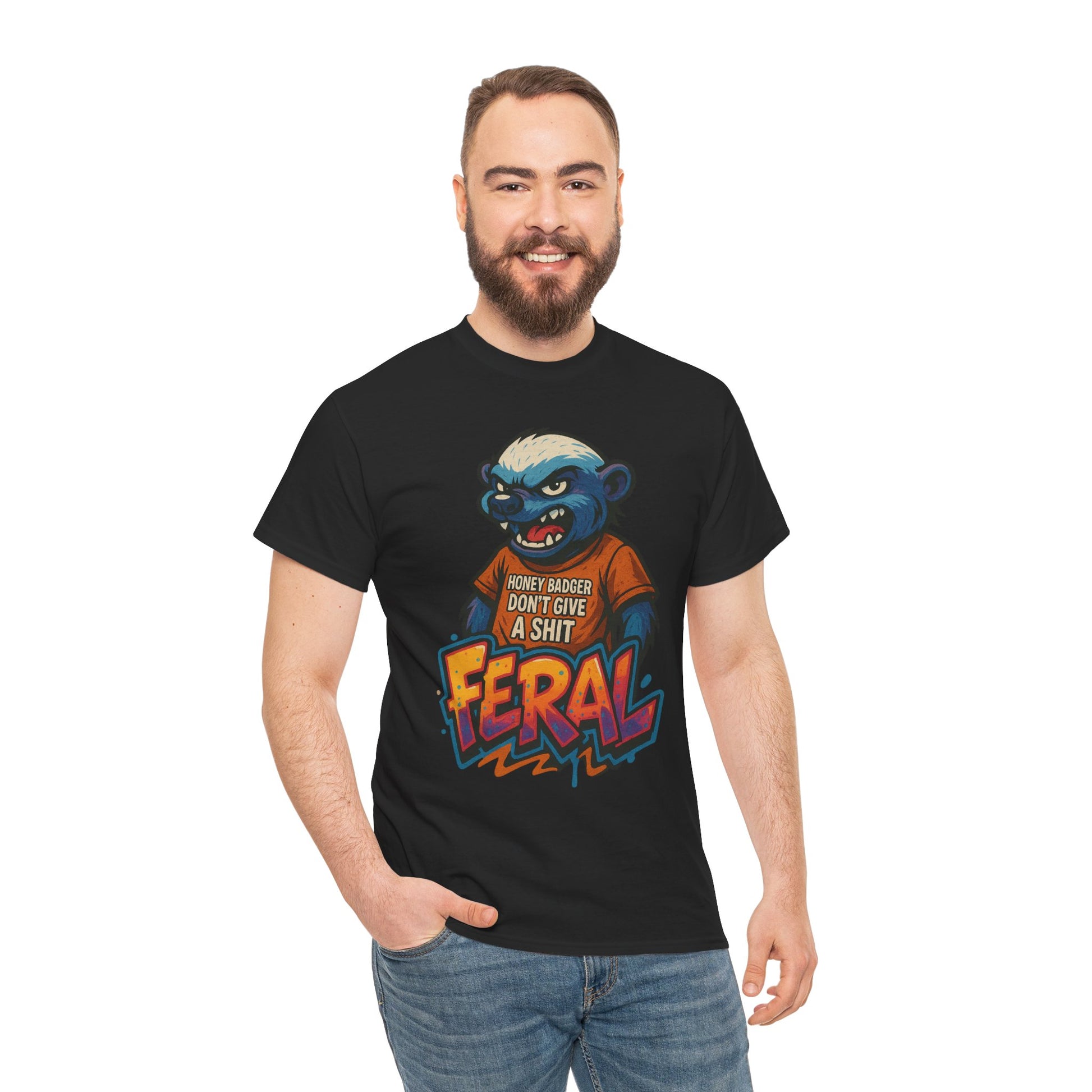 Feral Graphic Tee, Unisex Heavy Cotton T-Shirt for Casual Wear, Gift for Animal Lovers, Unique Streetwear, Funny Graphic Shirt