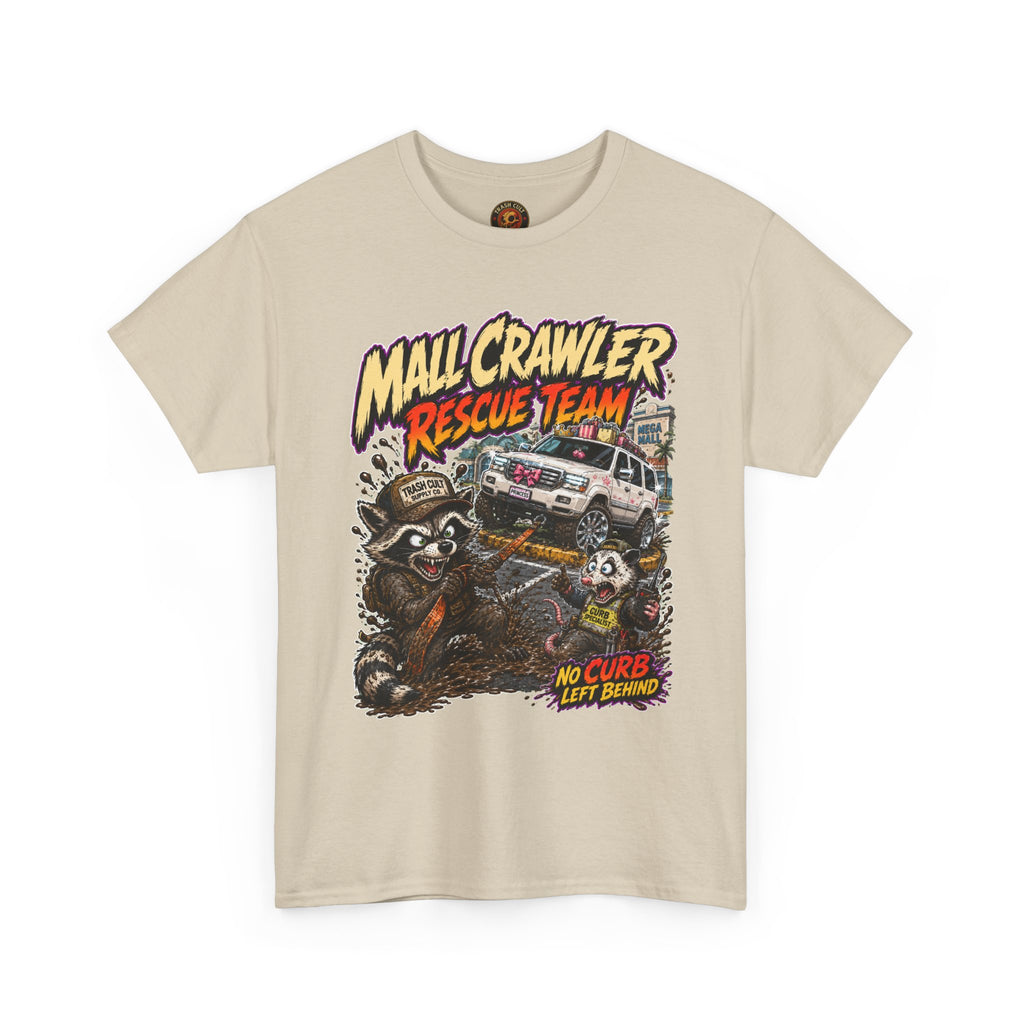 Mall Crawler Rescue Team T‑Shirt — Vintage Raccoon Rescue Graphic Tee (“No Curb Left Behind”)