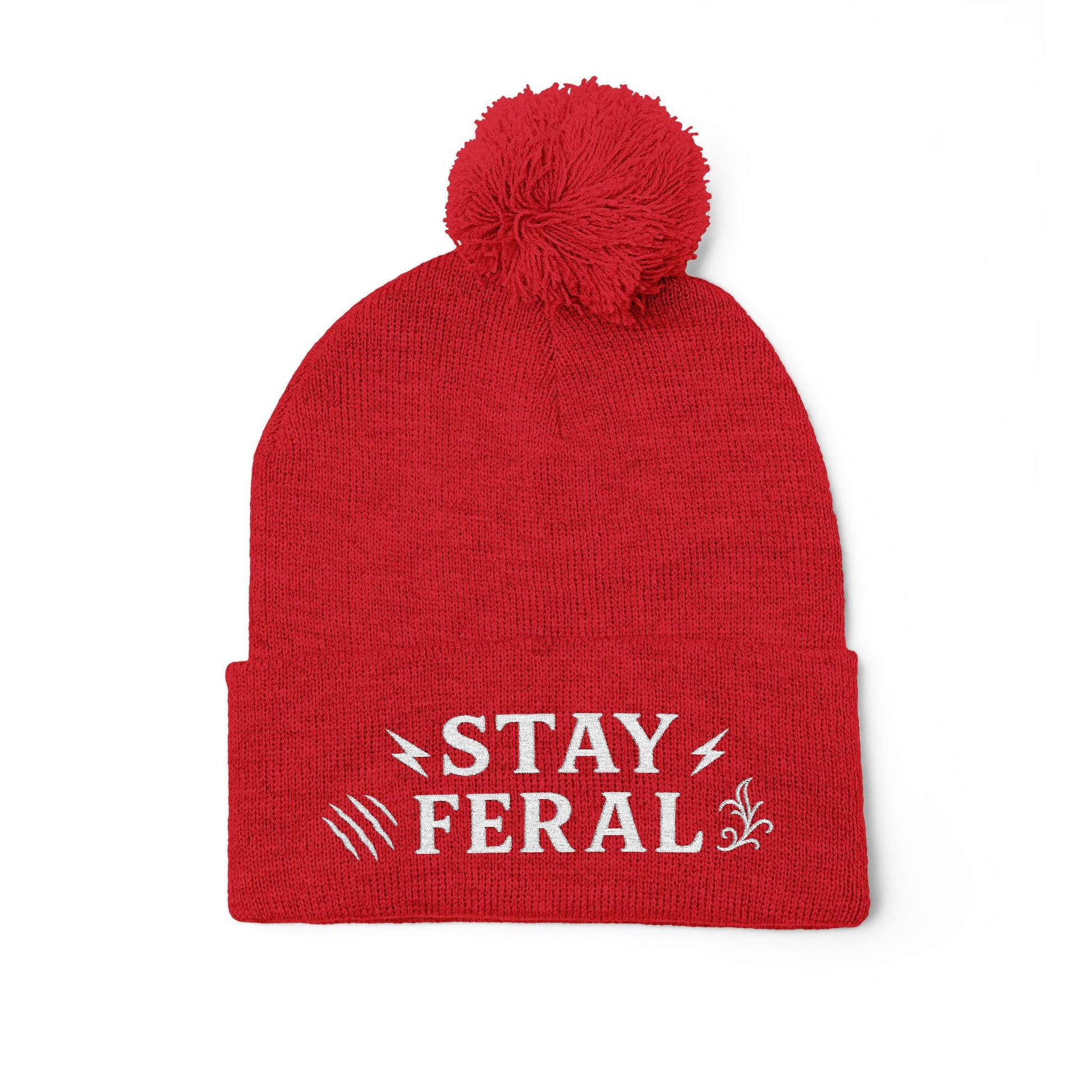 Stay Feral Pom-Pom Knit Cap, Cozy Winter Beanie, Embroidered Hats for Adventurers, Gift for Outdoorsy Friends, Stylish Cold Weather [...]