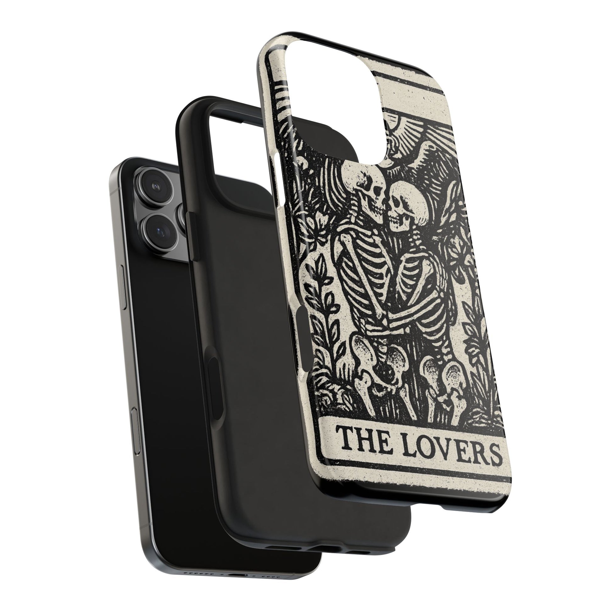 Tough Phone Case with Skeleton Lovers Design, Gothic Phone Cover, Unique Couples Gift, Halloween Accessory, Edgy Tech Design