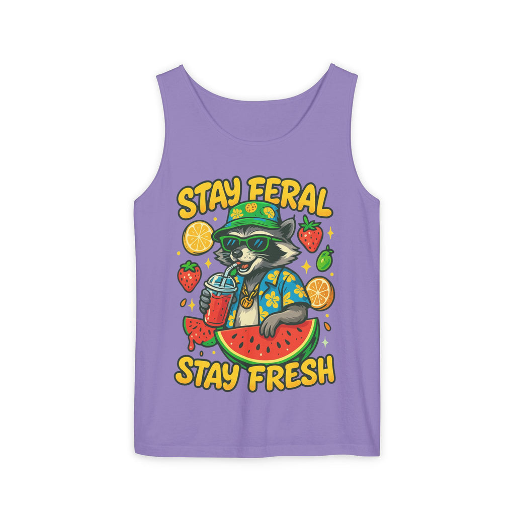 Stay Feral Stay Fresh Tank Top, Summer Apparel, Unisex Graphic Tee, Beachwear, Fun Gift for Animal Lovers
