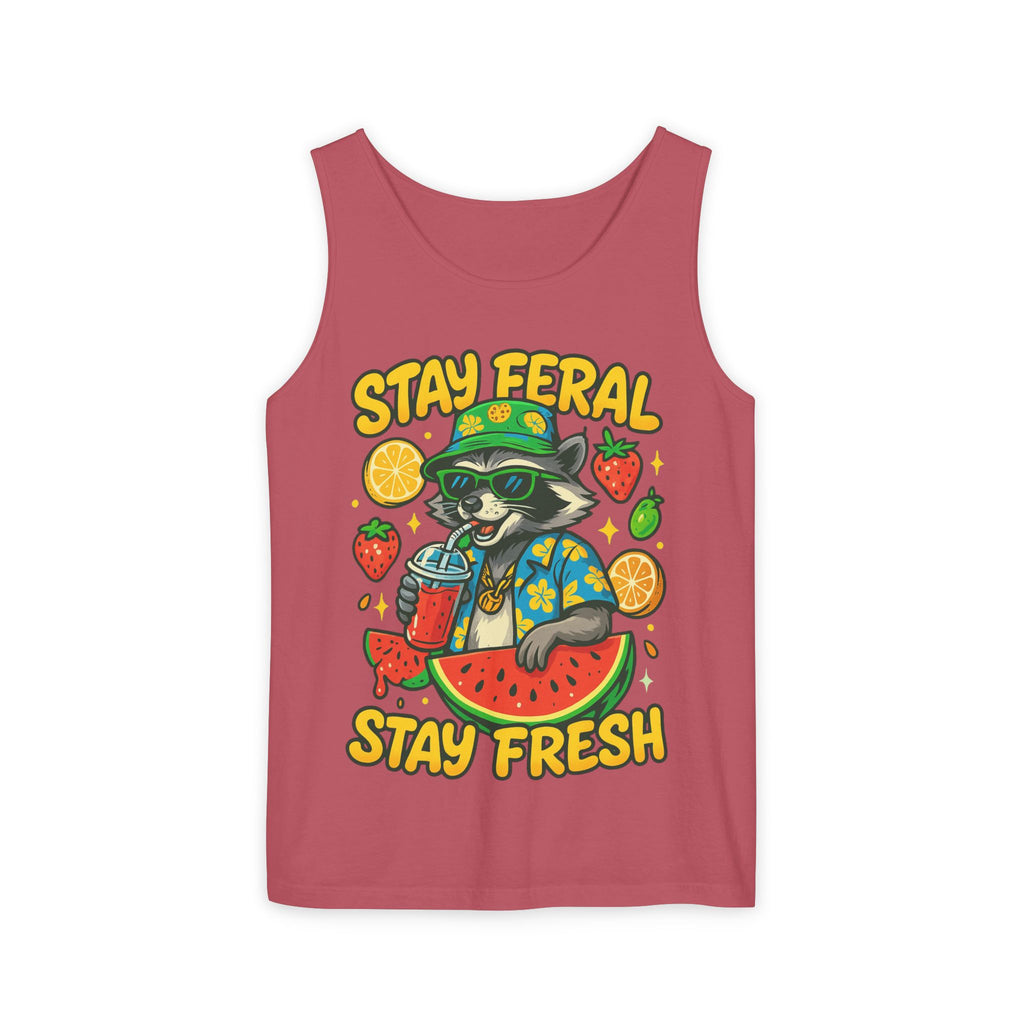Stay Feral Stay Fresh Tank Top, Summer Apparel, Unisex Graphic Tee, Beachwear, Fun Gift for Animal Lovers