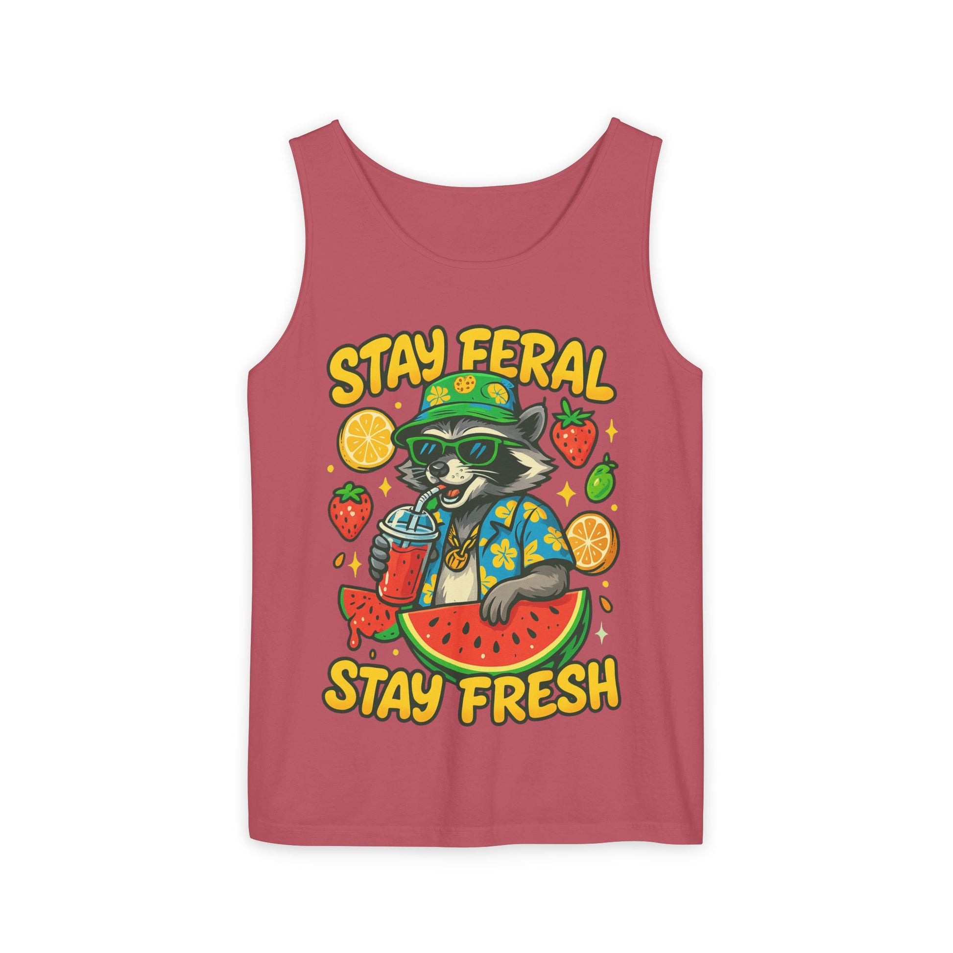 Stay Feral Stay Fresh Tank Top, Summer Apparel, Unisex Graphic Tee, Beachwear, Fun Gift for Animal Lovers