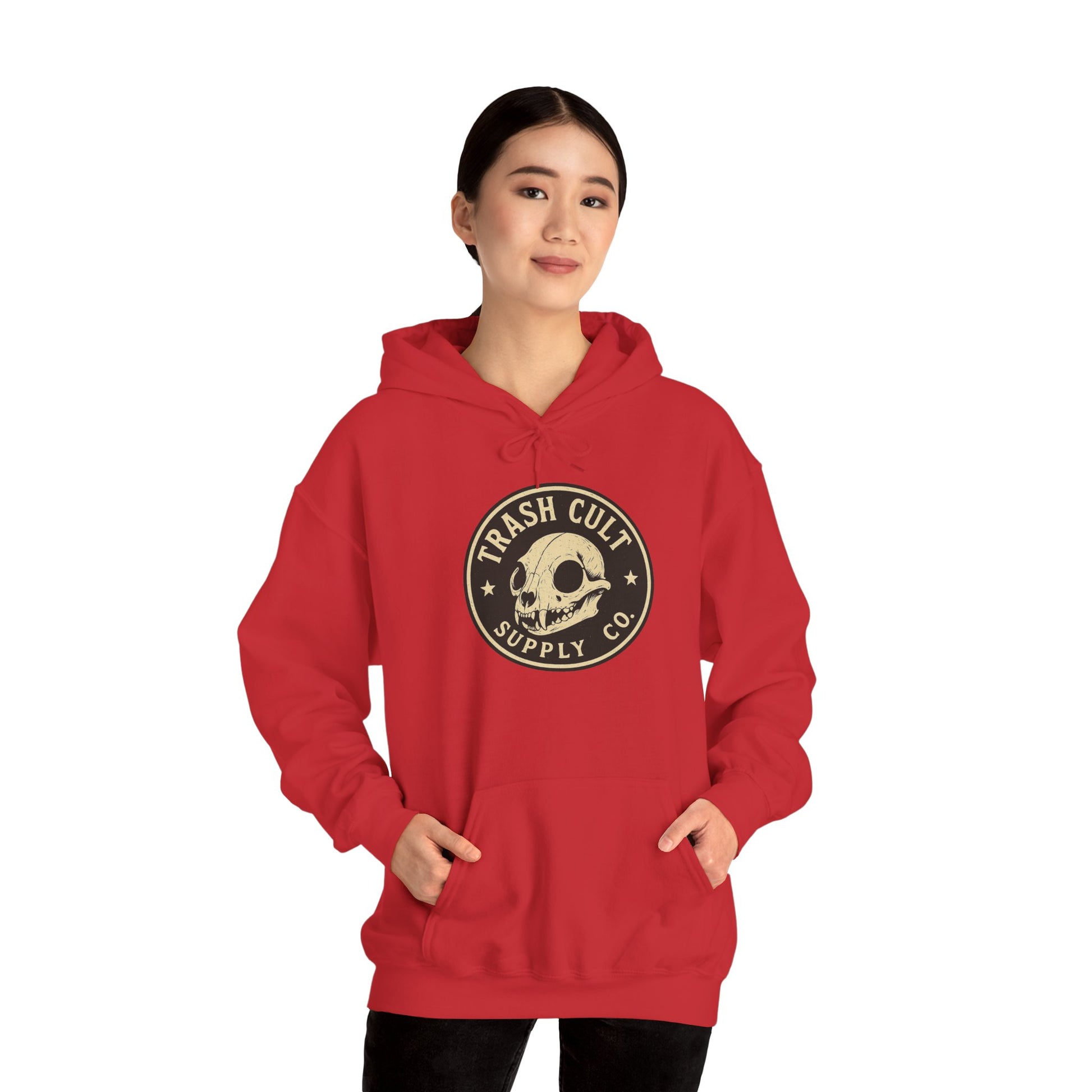 Trash Cult Hooded Sweatshirt, Unisex Hoodie with Skull Design, Perfect for Casual Wear, Gifts for Friends, Cozy Fashion