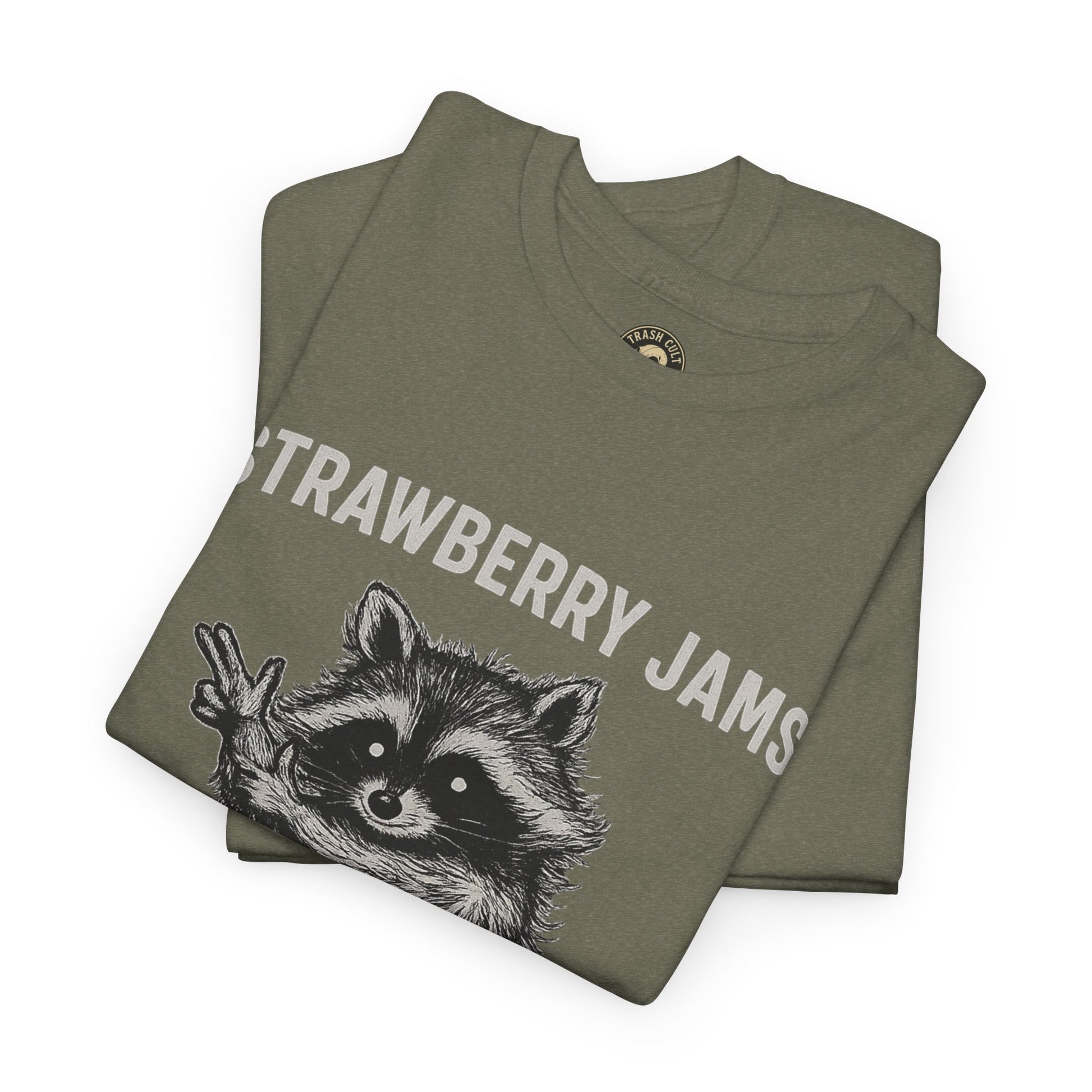 Strawberry Jams But My Glock Don’t Raccoon Shirt – Trash Cult Supply Co. Gildan 5000 Tee