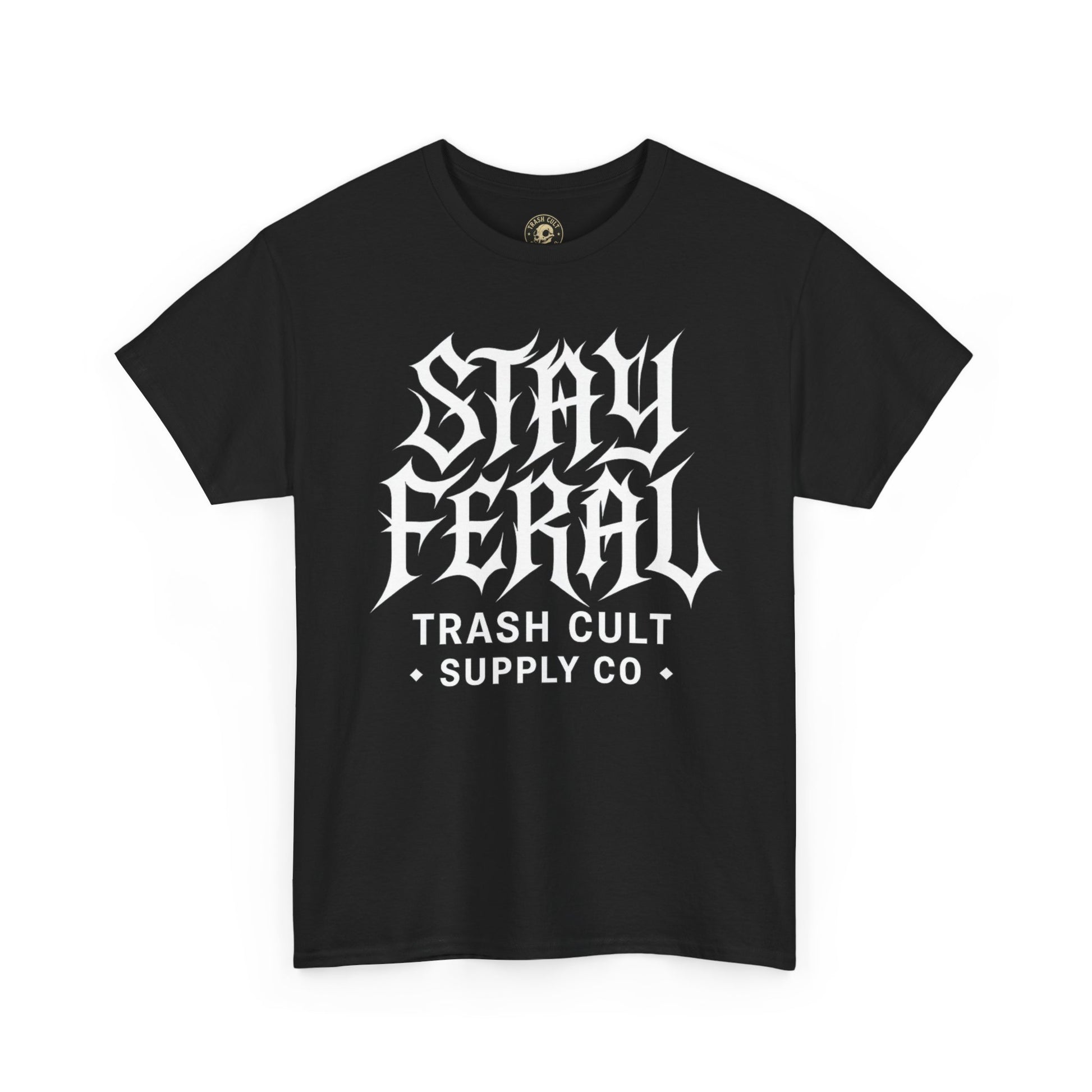 Unisex Heavy Cotton Tee - Stay Feral Graphic Tee, Streetwear Shirt, Gift for Wild Spirits, Eco-Friendly Casualwear, Summer Fashion