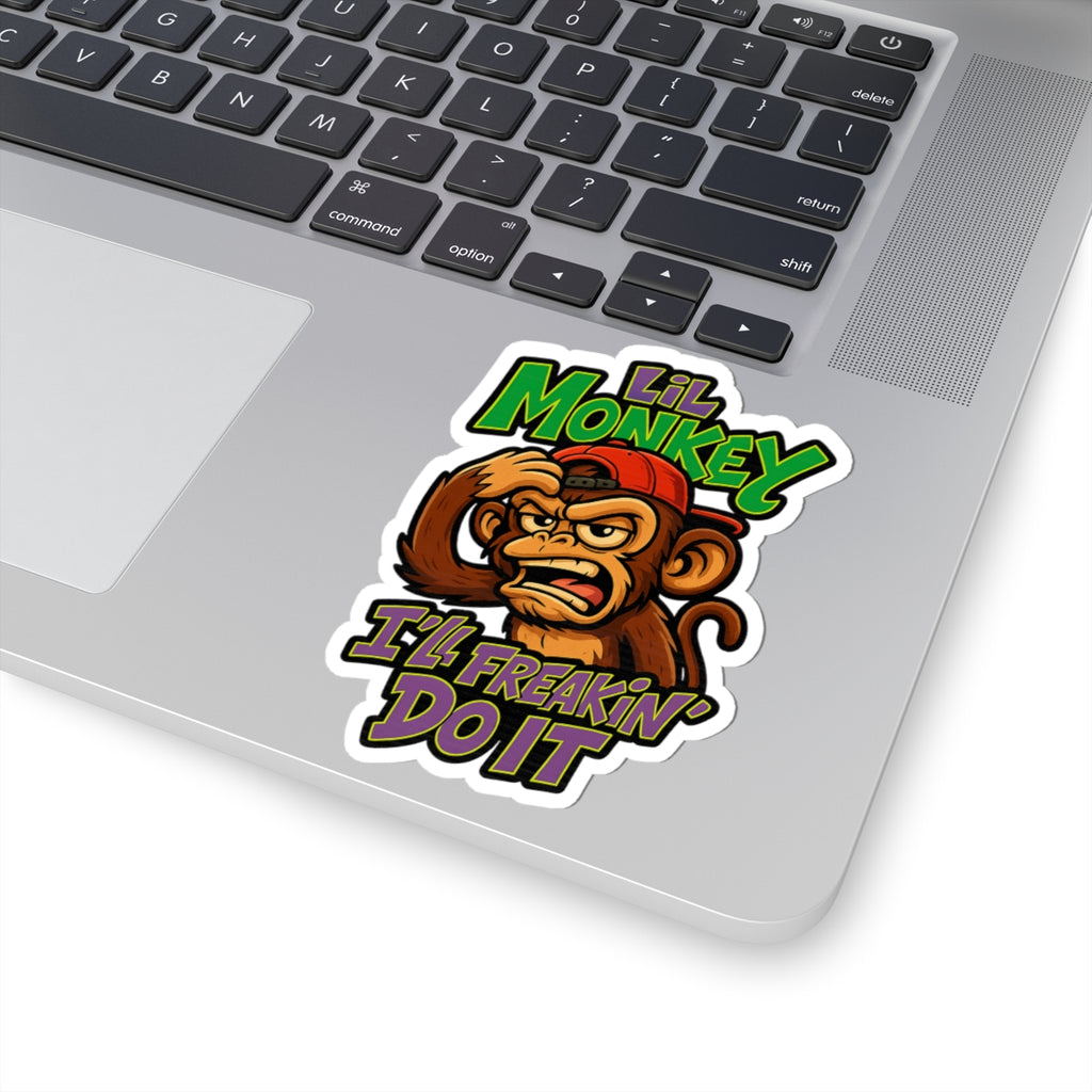 Lil Monkey Kiss-Cut Stickers | Fun Animal Laptop Decals, Kids' Room Decor, Gift for Monkey Lovers, Playful Wall Art, Party Favors