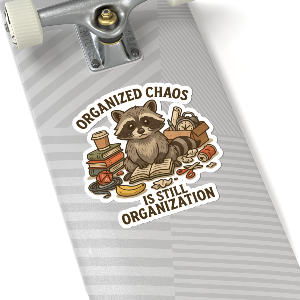 Organized Chaos Raccoon Sticker – ADHD Funny Kiss Cut Vinyl Decal – Trash Cult Supply Co.