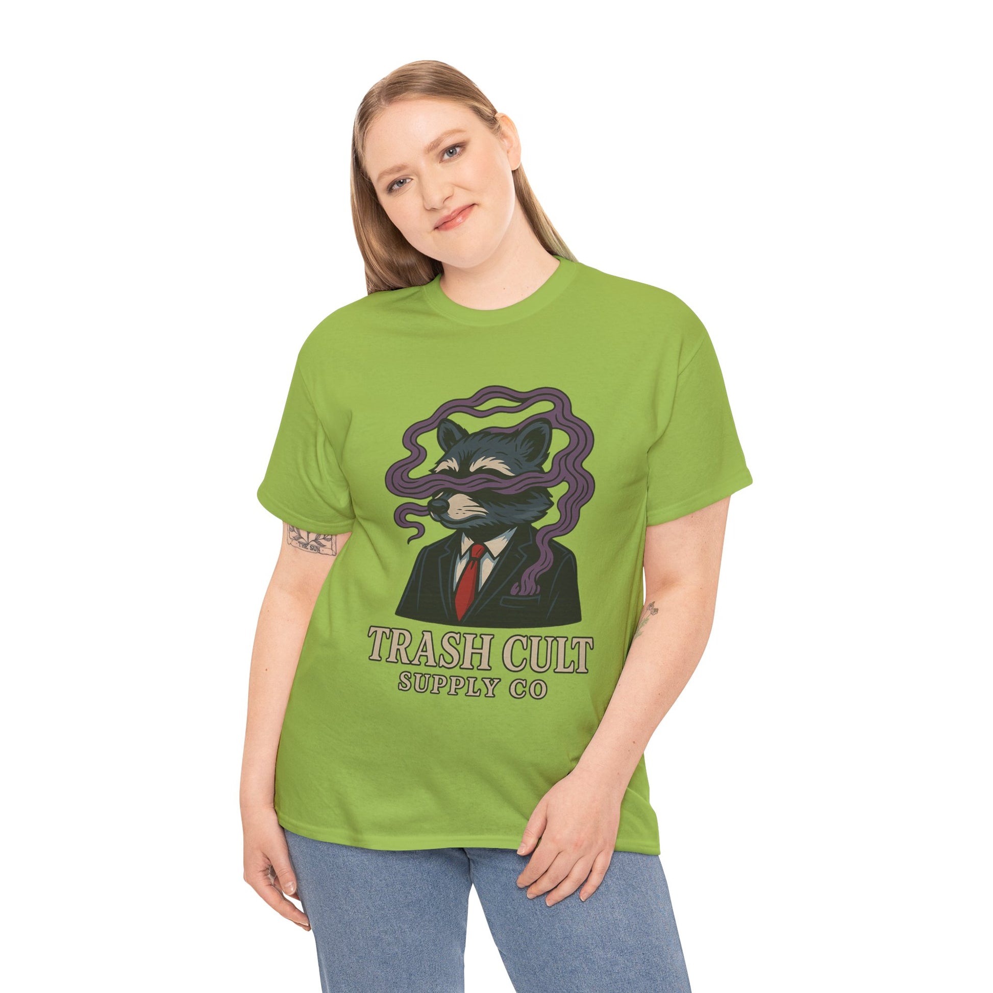 Suited Raccoon Smoke Design – Trash Cult Supply Co | Bold Graffiti Tattoo Tee