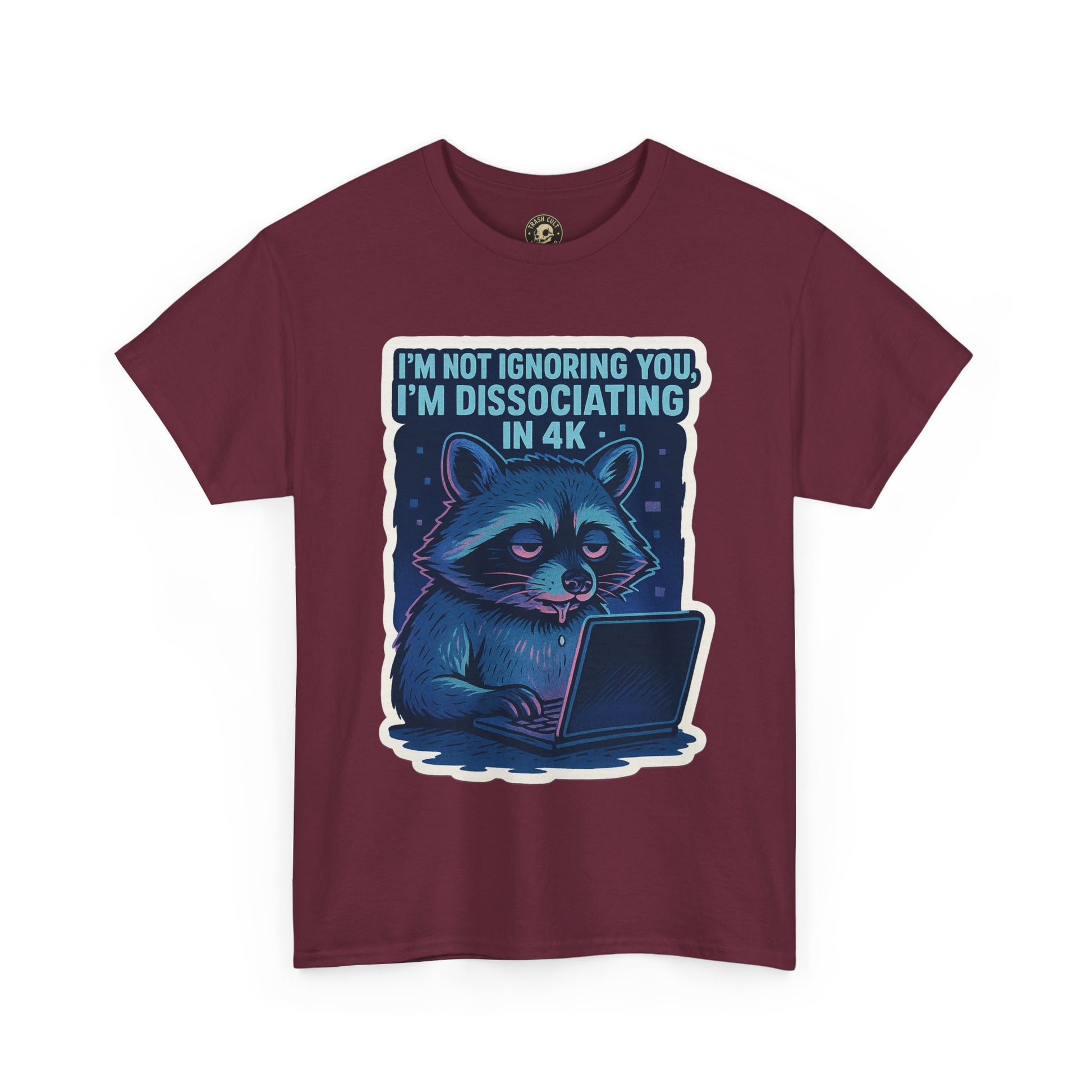 Funny Raccoon Tee - Dissociating in 4K – Mentally Absent Raccoon Tee | Gildan 5000