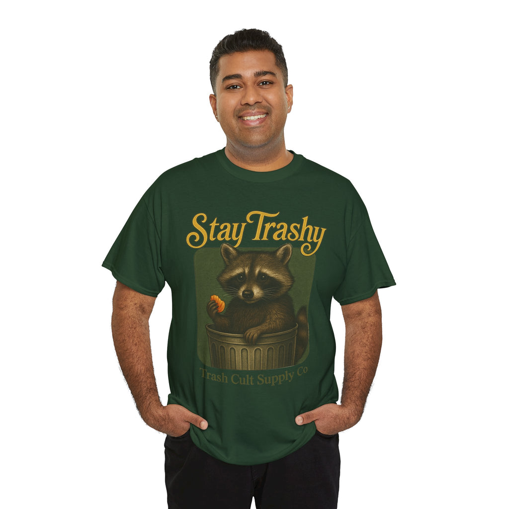 Stay Trashy Raccoon T-Shirt – Vintage-Style Cute Trash Panda | Trash Cult Supply Co | Gildan 5000