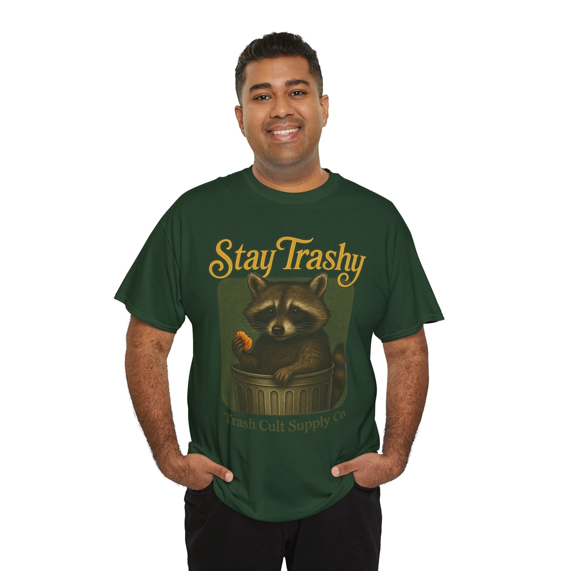Stay Trashy Raccoon T-Shirt – Vintage-Style Cute Trash Panda | Trash Cult Supply Co | Gildan 5000