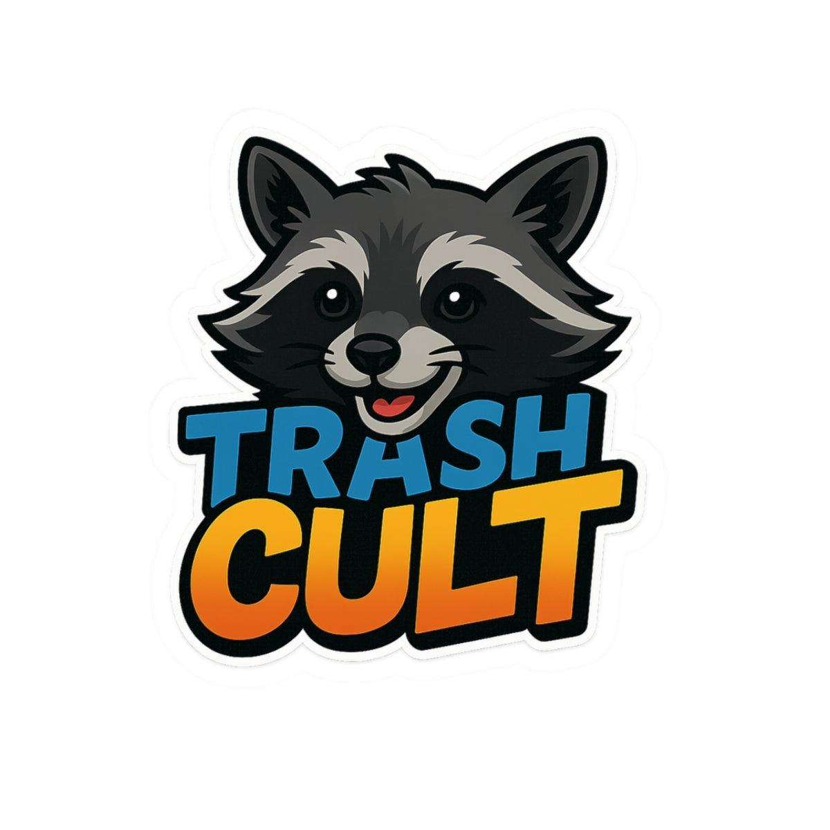 Trash Cult Raccoon Kiss-Cut Stickers, Fun Stickers for Laptops, Eco-Friendly Decor, Quirky Gift, Animal Lover Decor