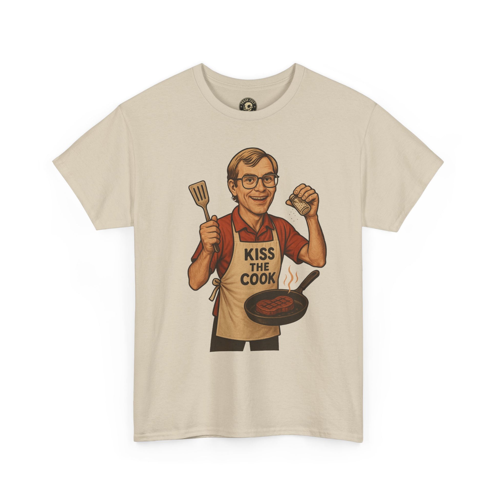 Kiss the Cook Dark Humor Chef Shirt – Creepy Retro Kitchen Parody