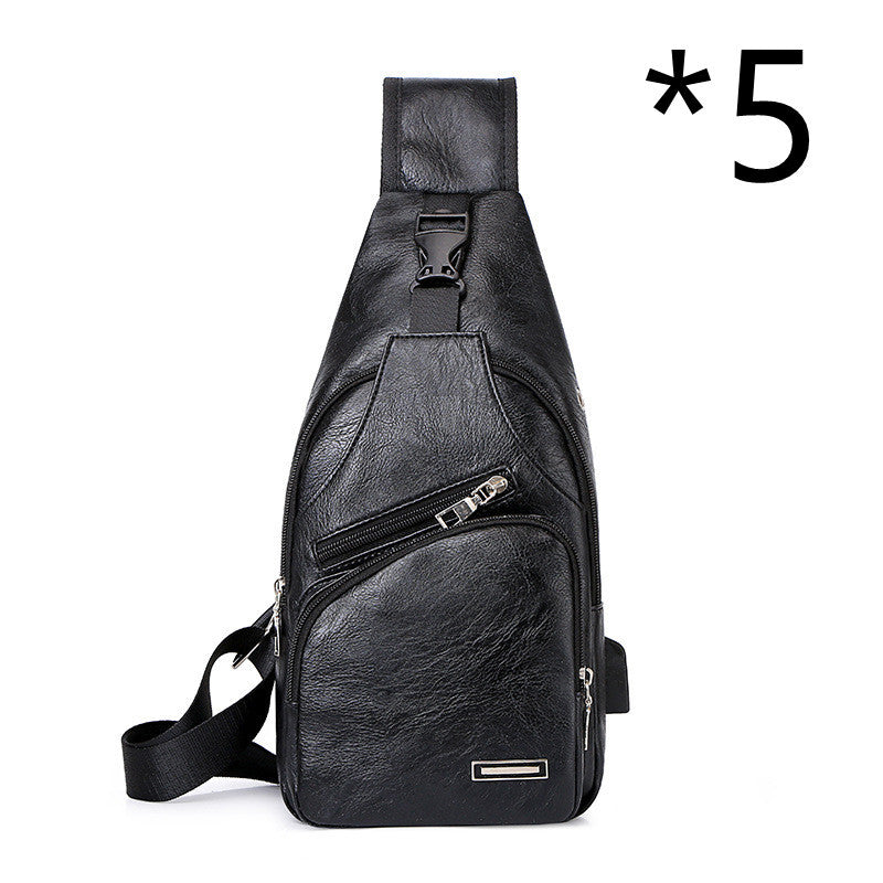 Men’s PU Leather Chest Bag – Vintage Sling Crossbody Pack with Phone Pocket – Casual Medium Shoulder Bag