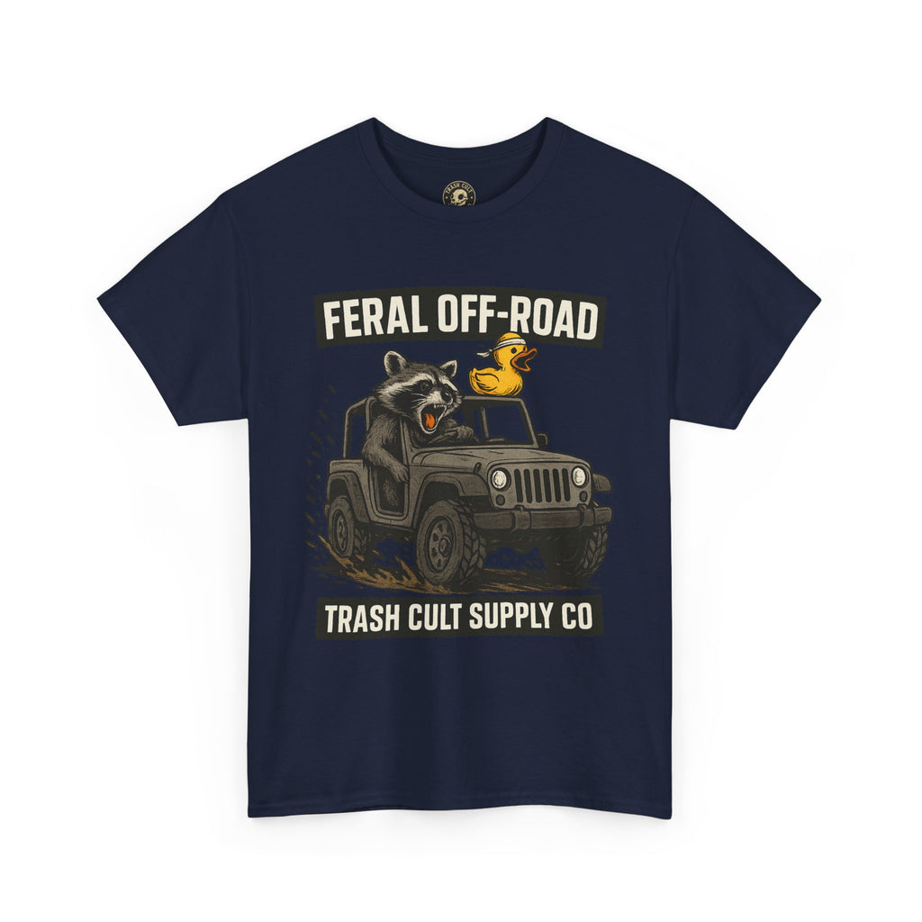 Feral Off-Road Raccoon Jeep Shirt – Mud Slinging Chaos | Trash Cult Supply Co | Gildan 5000 Tee