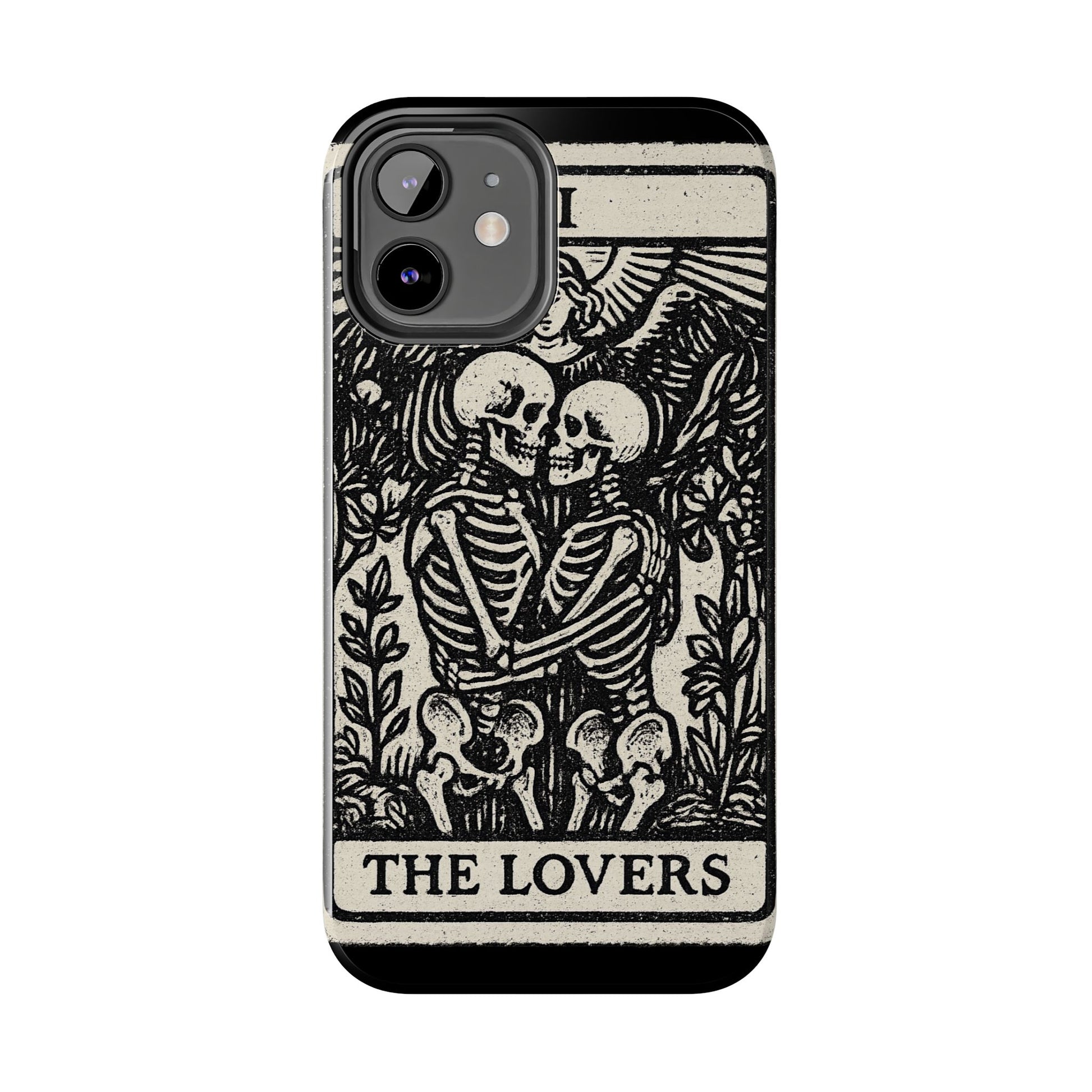 Tough Phone Case with Skeleton Lovers Design, Gothic Phone Cover, Unique Couples Gift, Halloween Accessory, Edgy Tech Design