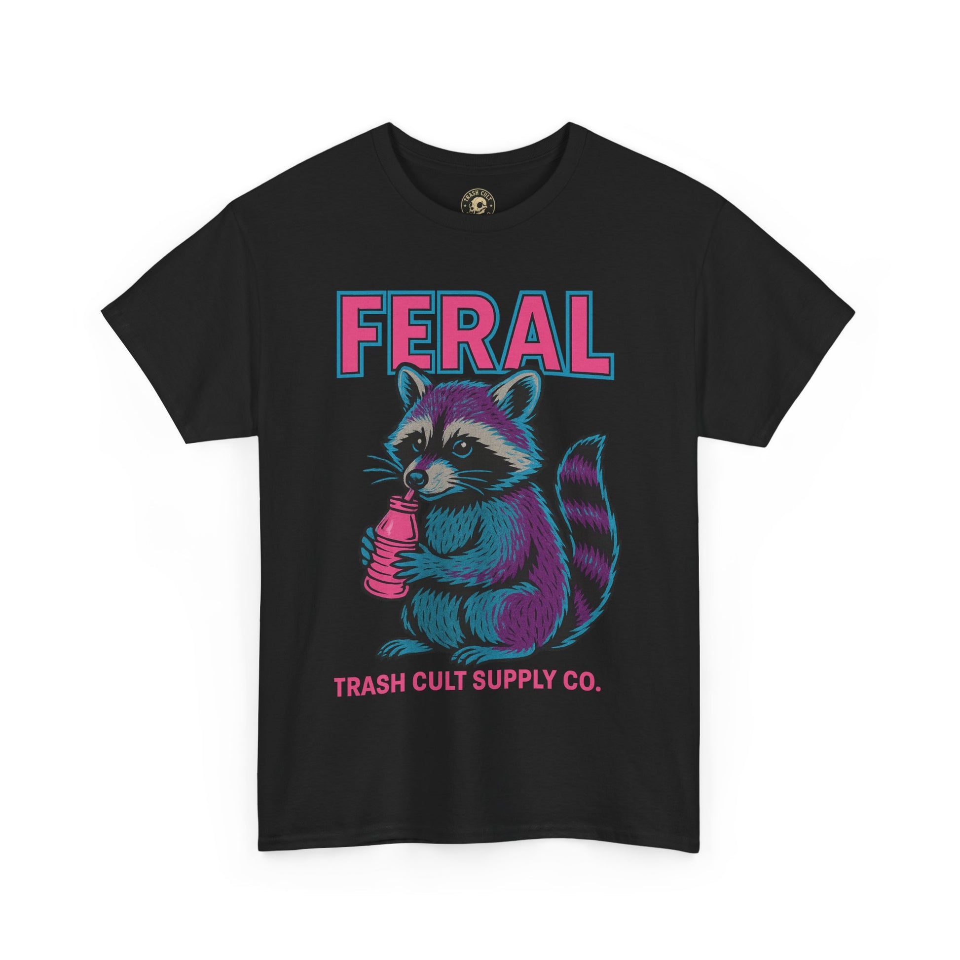 FERAL Raccoon 80s Retro Shirt – Trash Cult Supply Co. – Gildan 5000 Tee