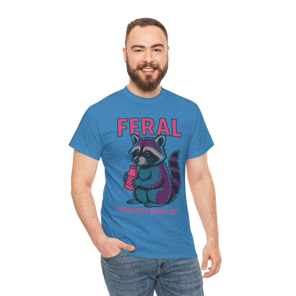 FERAL Raccoon 80s Retro Shirt – Trash Cult Supply Co. – Gildan 5000 Tee