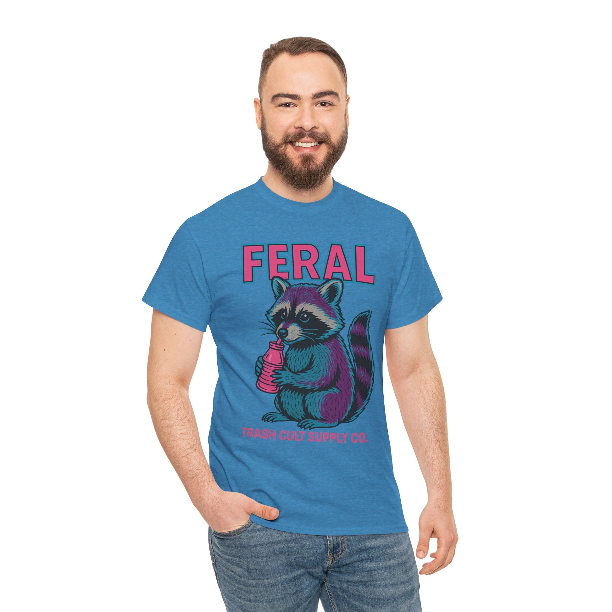 FERAL Raccoon 80s Retro Shirt – Trash Cult Supply Co. – Gildan 5000 Tee
