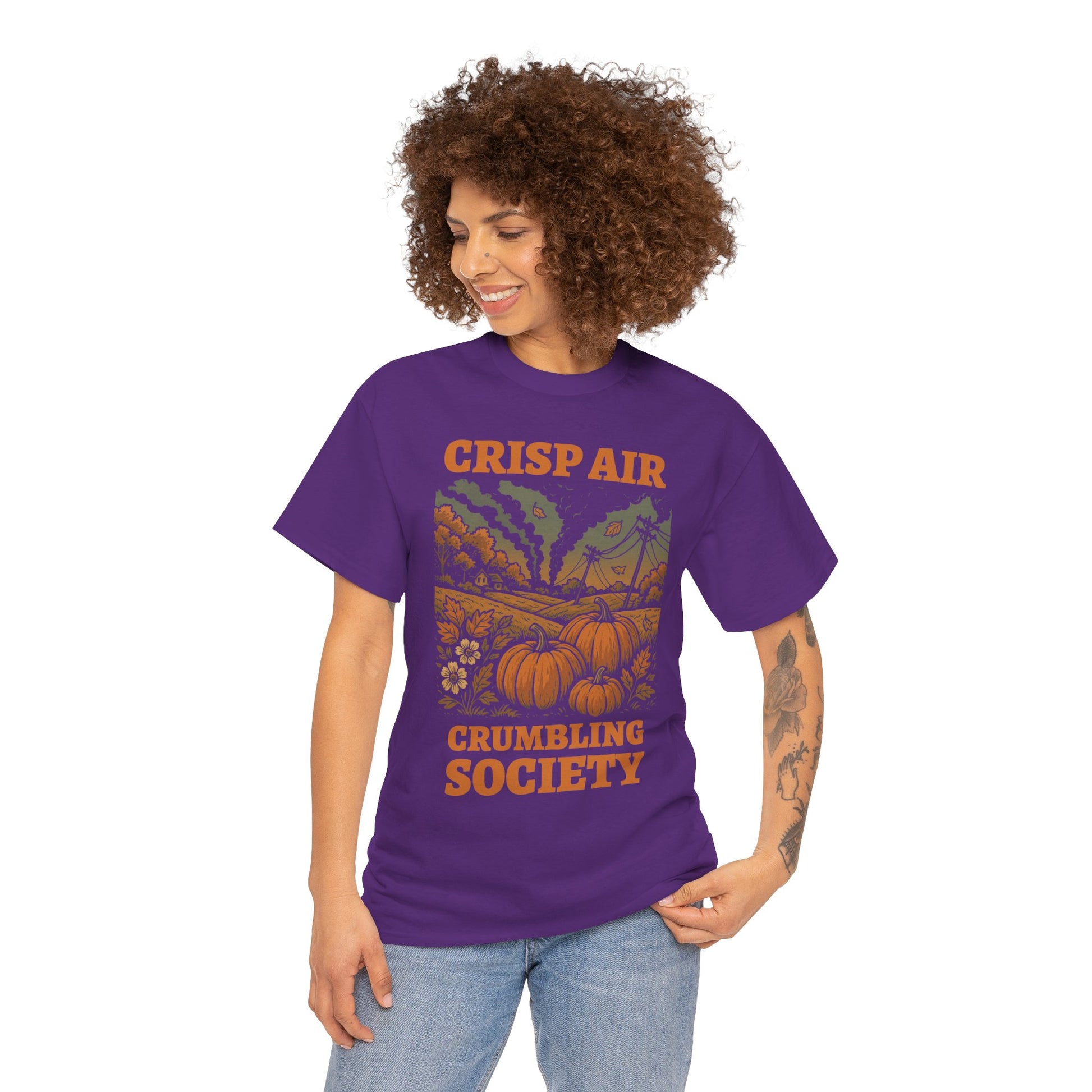 Crisp Air Crumbling Society Shirt – Dystopian Fall Pumpkin Tee – Fall of Humanity Collection – Trash Cult Supply Co.
