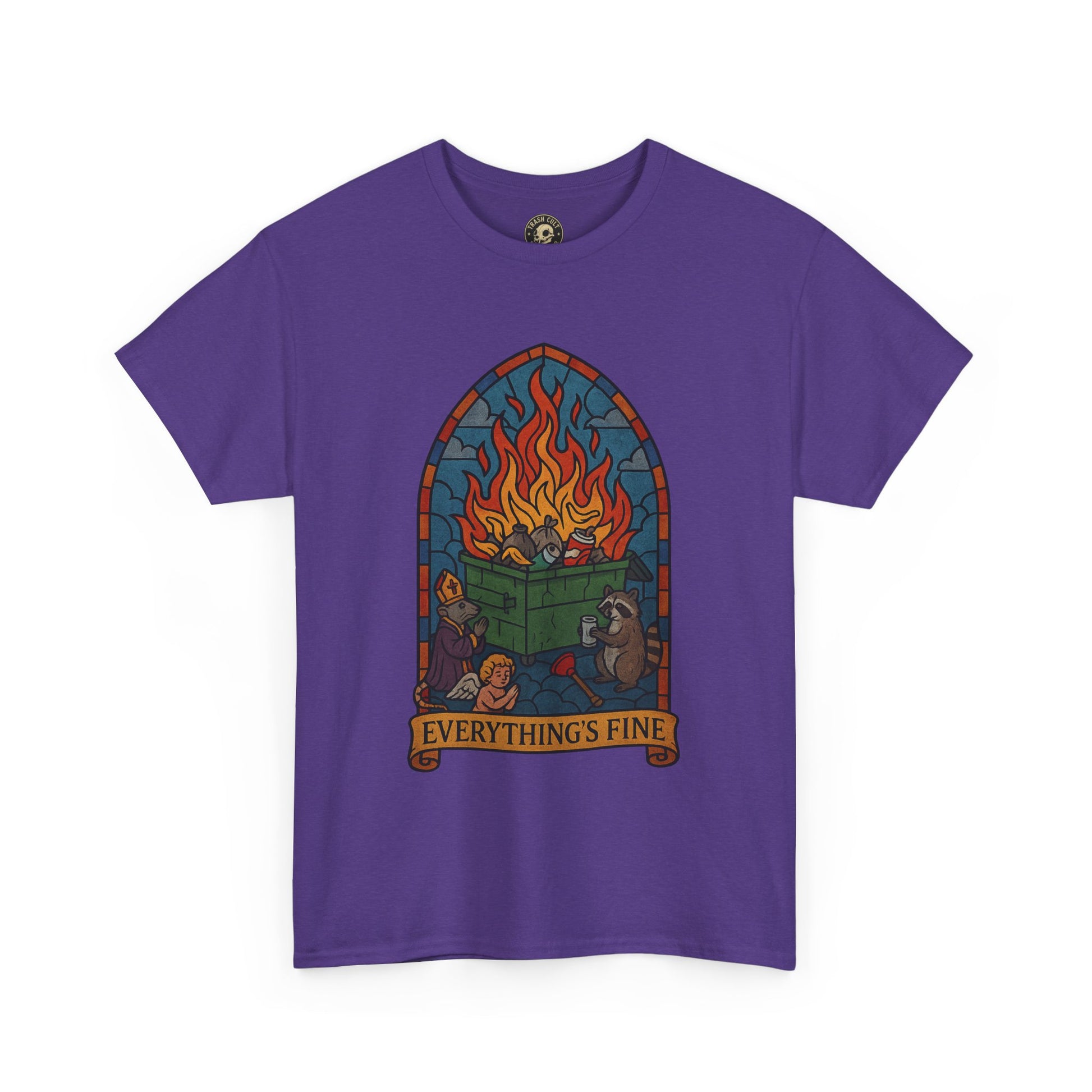 "Everything's Fine" Unisex Heavy Cotton Tee - Casual Wear, Gift for Friends, Home Decor, Everyday Style, Relaxed Fit