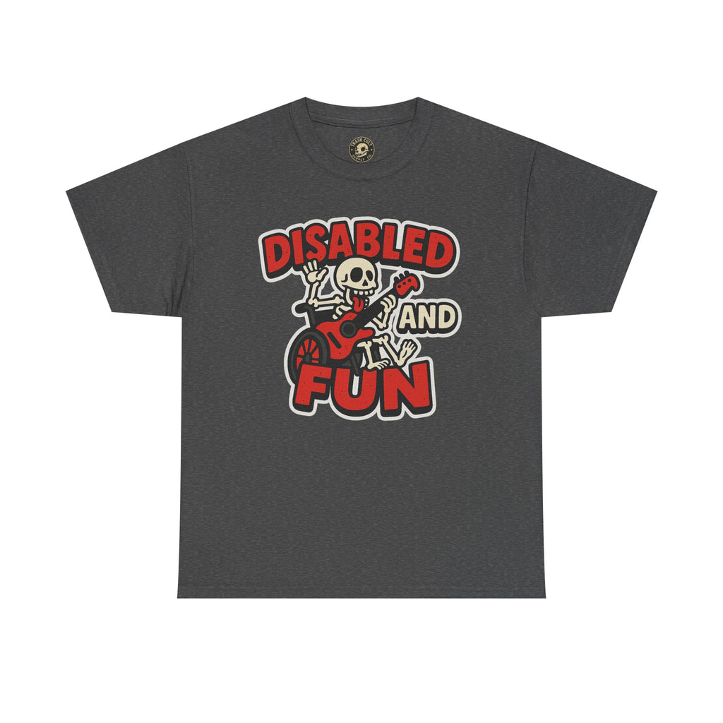 Disabled and Fun Unisex Heavy Cotton Tee, Casual Shirt, Gift for Friends, Music Lovers Gift, Fun T-Shirt, Halloween Wear, Everyday Comfort
