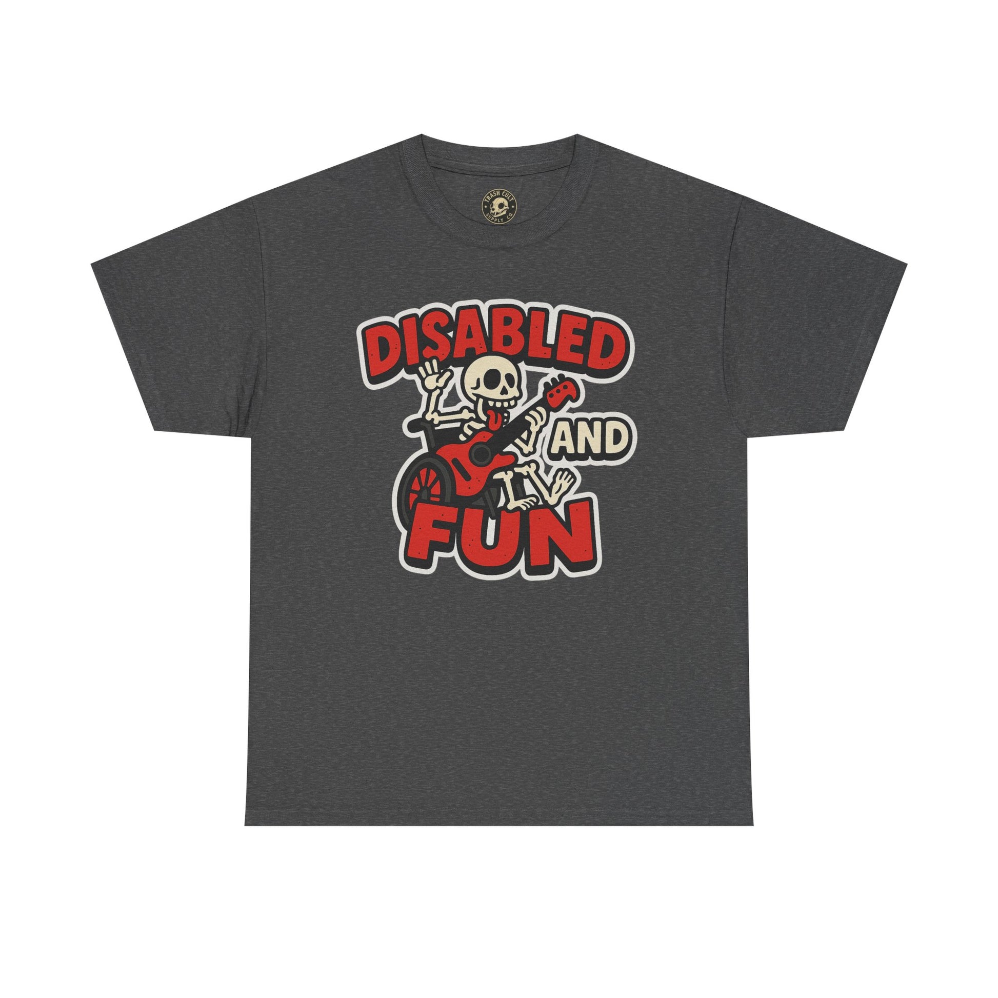 Disabled and Fun Unisex Heavy Cotton Tee, Casual Shirt, Gift for Friends, Music Lovers Gift, Fun T-Shirt, Halloween Wear, Everyday Comfort