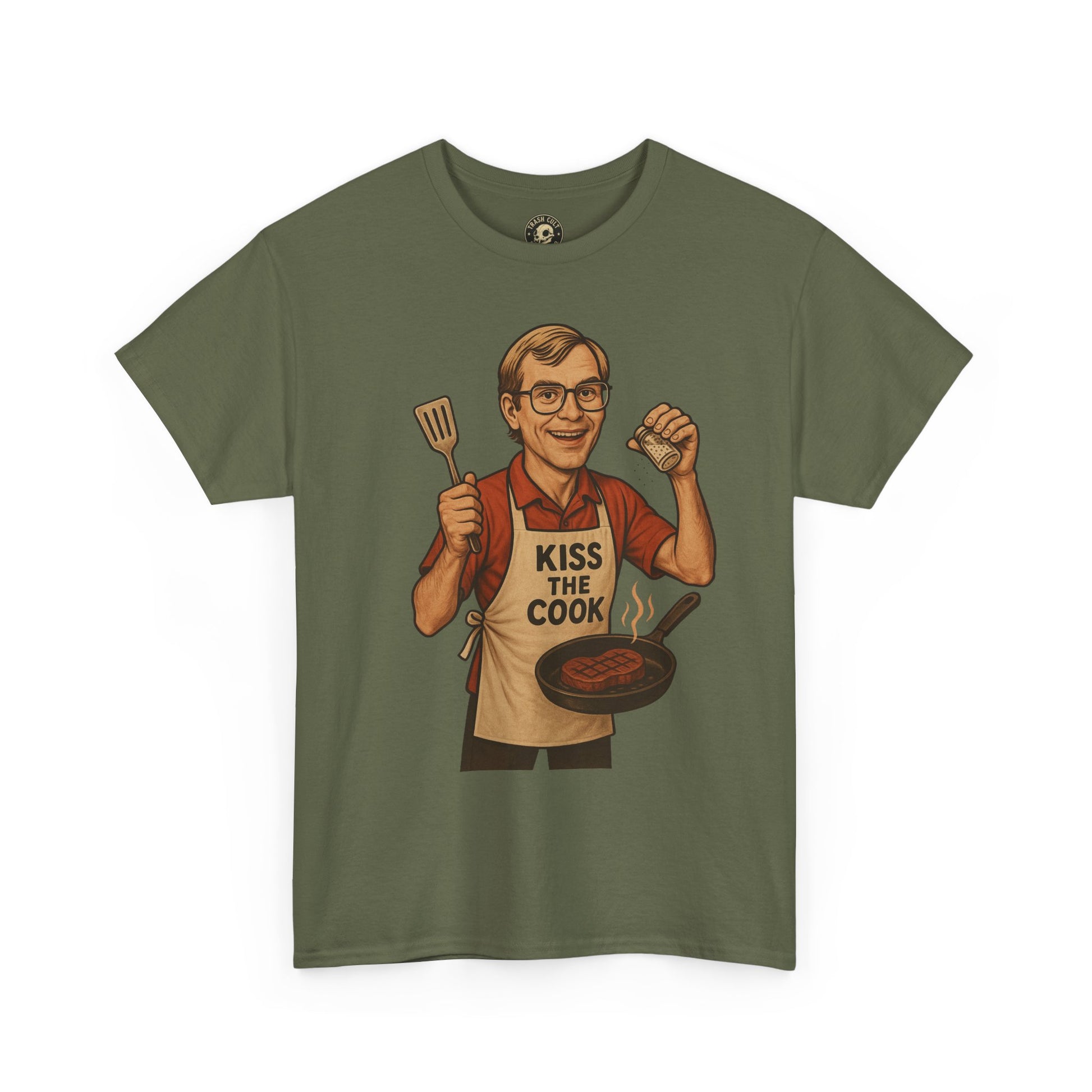 Kiss the Cook Dark Humor Chef Shirt – Creepy Retro Kitchen Parody