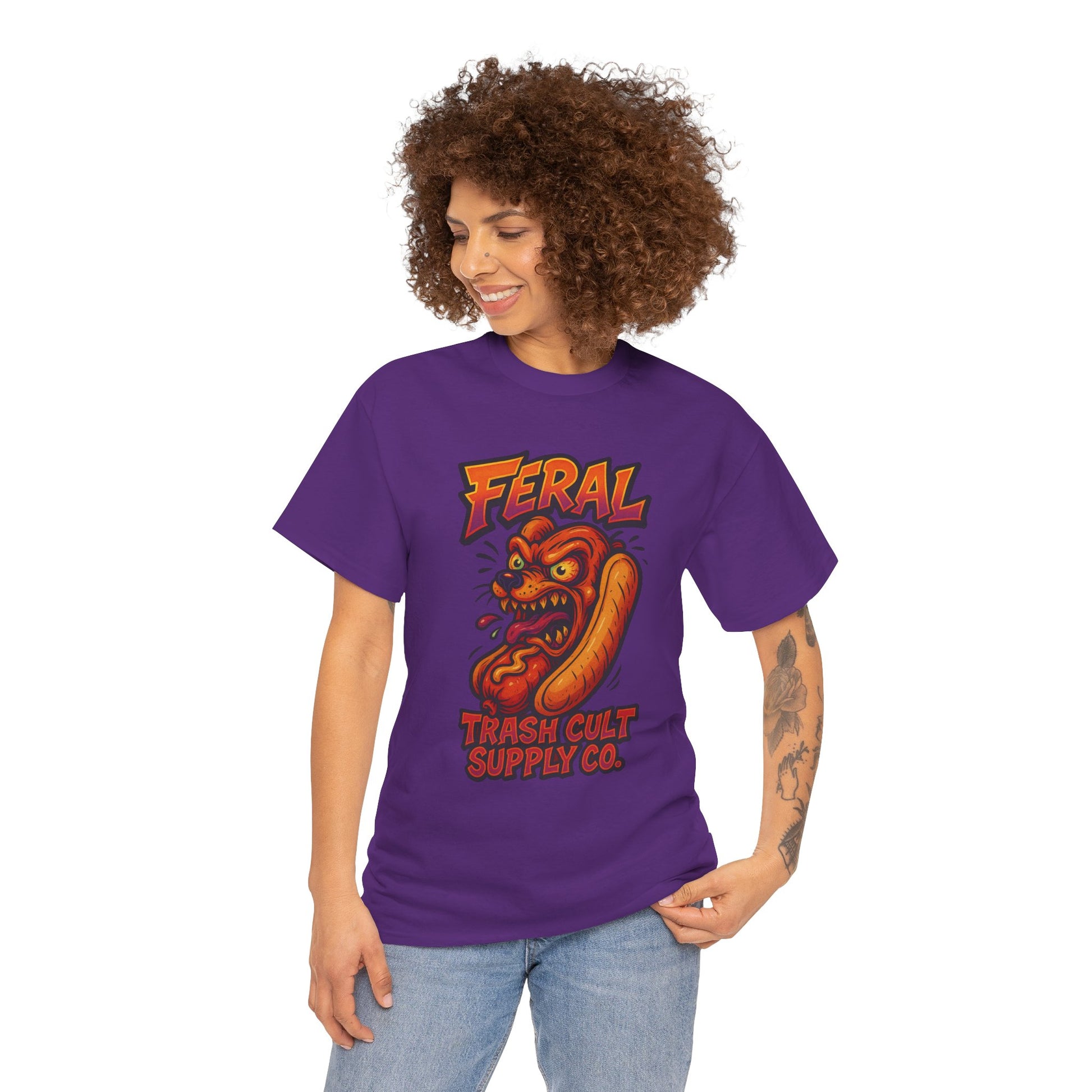 Feral Hot Dog Shirt – Bold Trashcore Art Tee | Trash Cult Supply Co | Gildan 5000 Unisex Fit