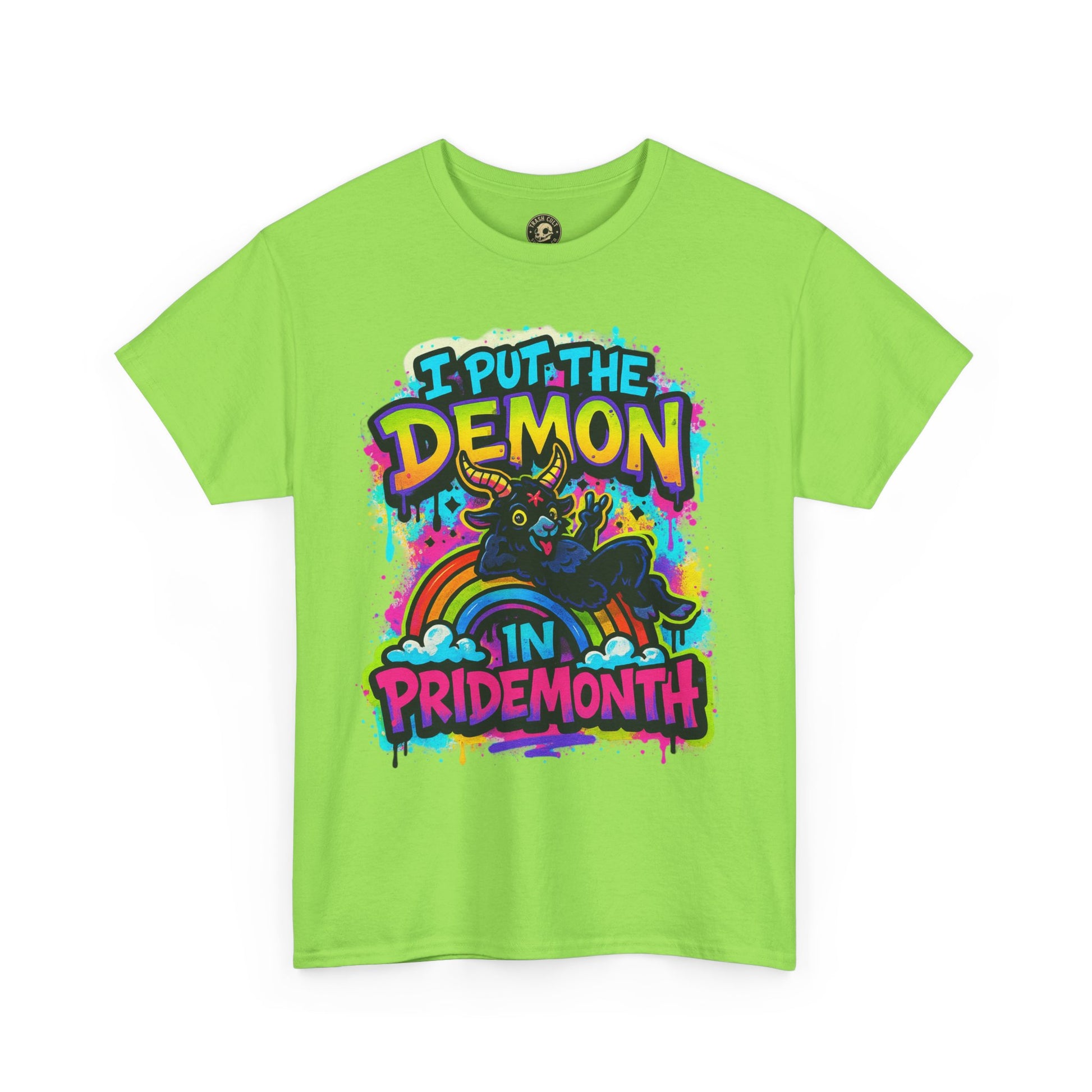 Pride Month Unisex Tee - I Put the Demon in Pride Month, LGBTQ+ Apparel, Rainbow Shirt, Festival Wear, Gift for Allies & Activists