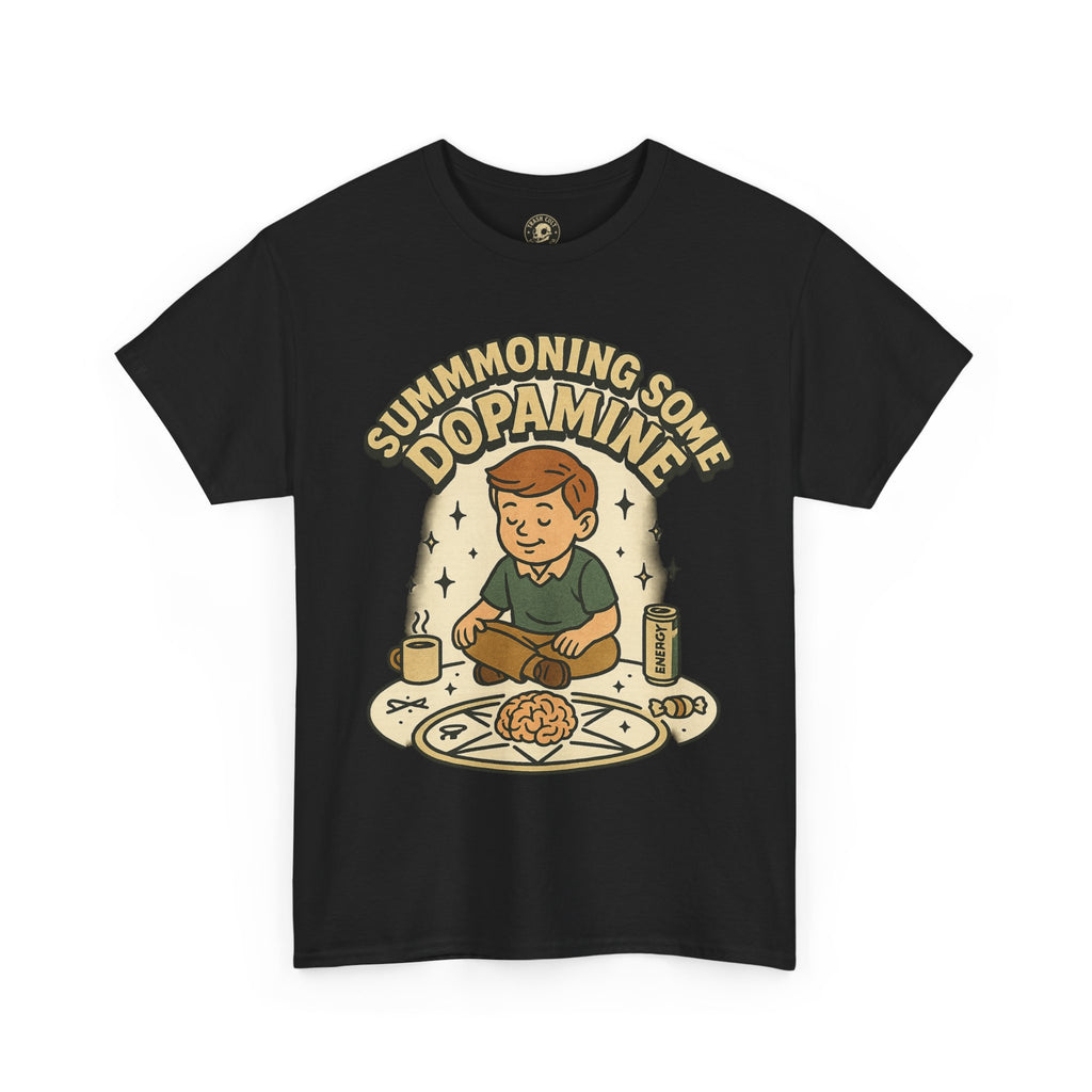 Dopamine Summoning Tee, Unisex Heavy Cotton Tee, Retro Graphic T-shirt, Gift for Gamers, Casual Wear, Funny Shirt, Everyday Style