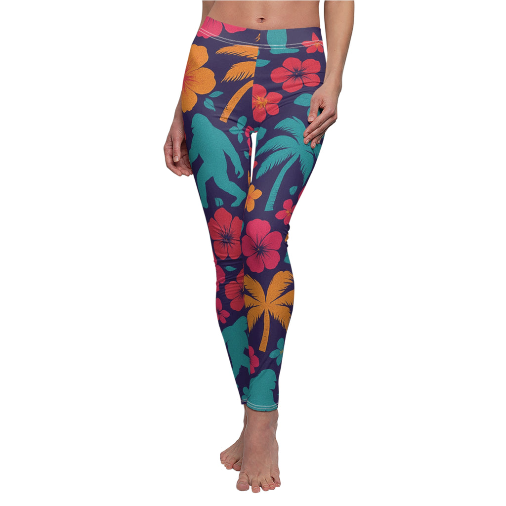 Bigfoot Tropical Leggings – Retro Hawaiian All-Over Print for Bold Style & Comfort