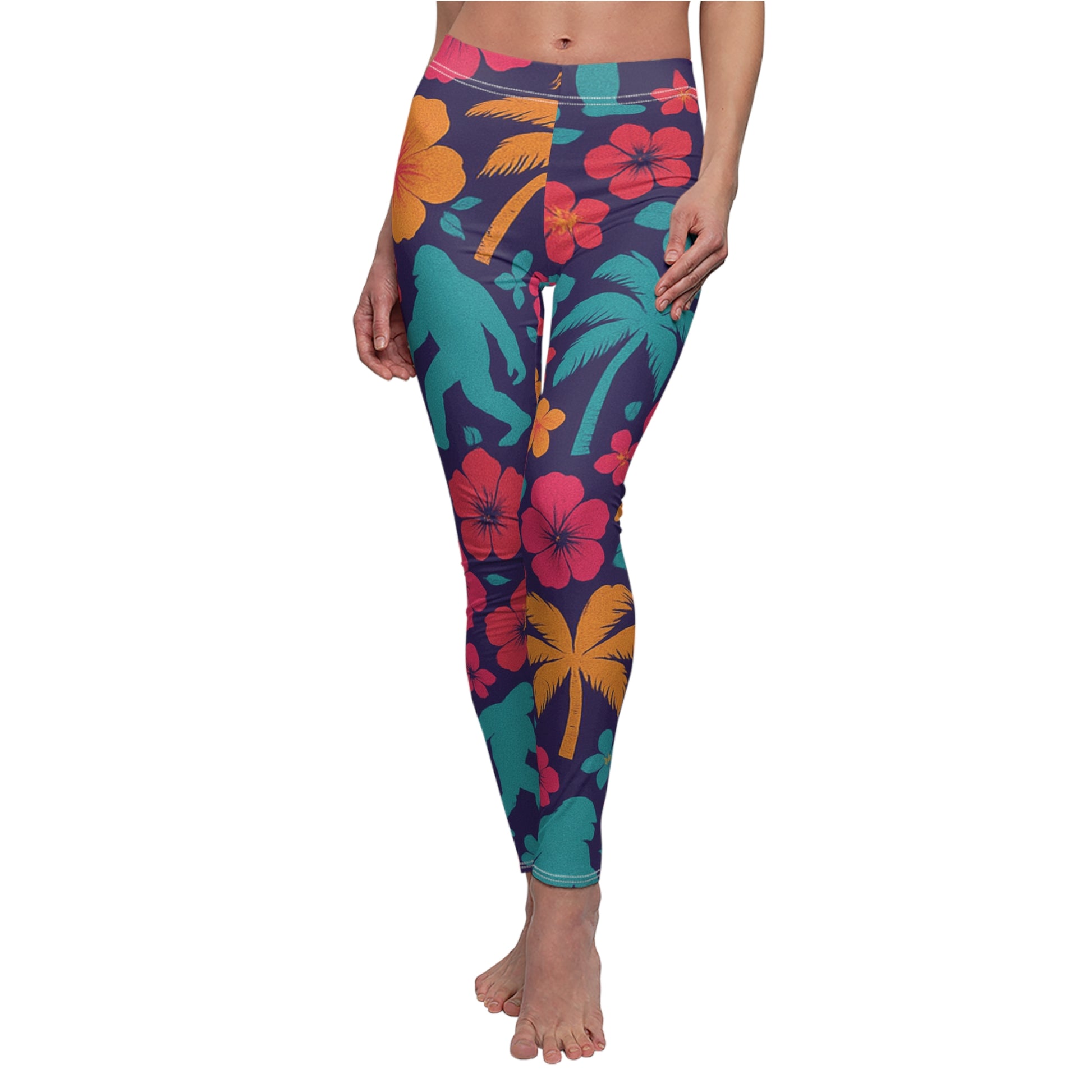 Bigfoot Tropical Leggings – Retro Hawaiian All-Over Print for Bold Style & Comfort