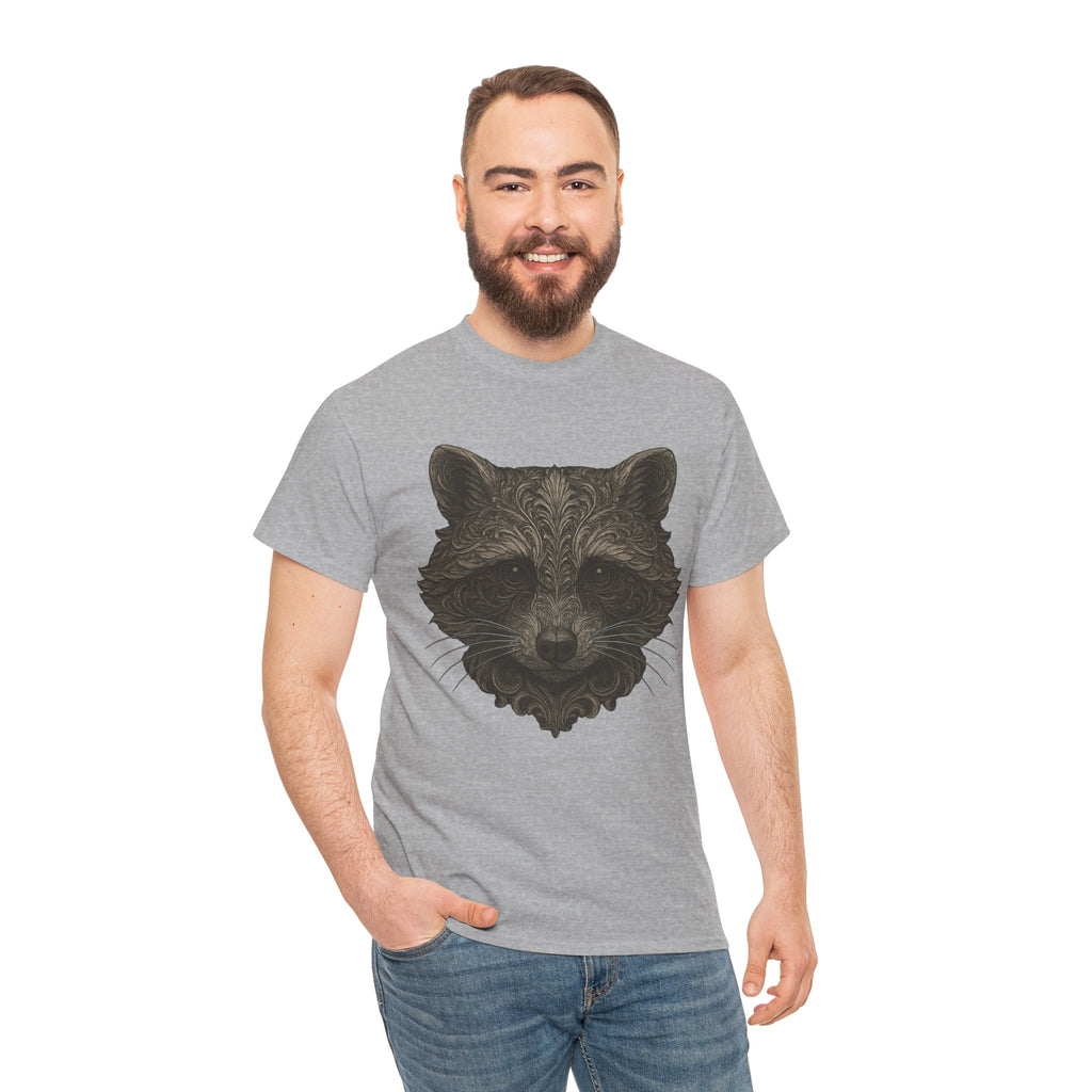 Ornate Raccoon Face Shirt – Intricate Woodland Animal Art Tee – Tattoo-Inspired Forest Aesthetic – Trash Cult Supply Co.
