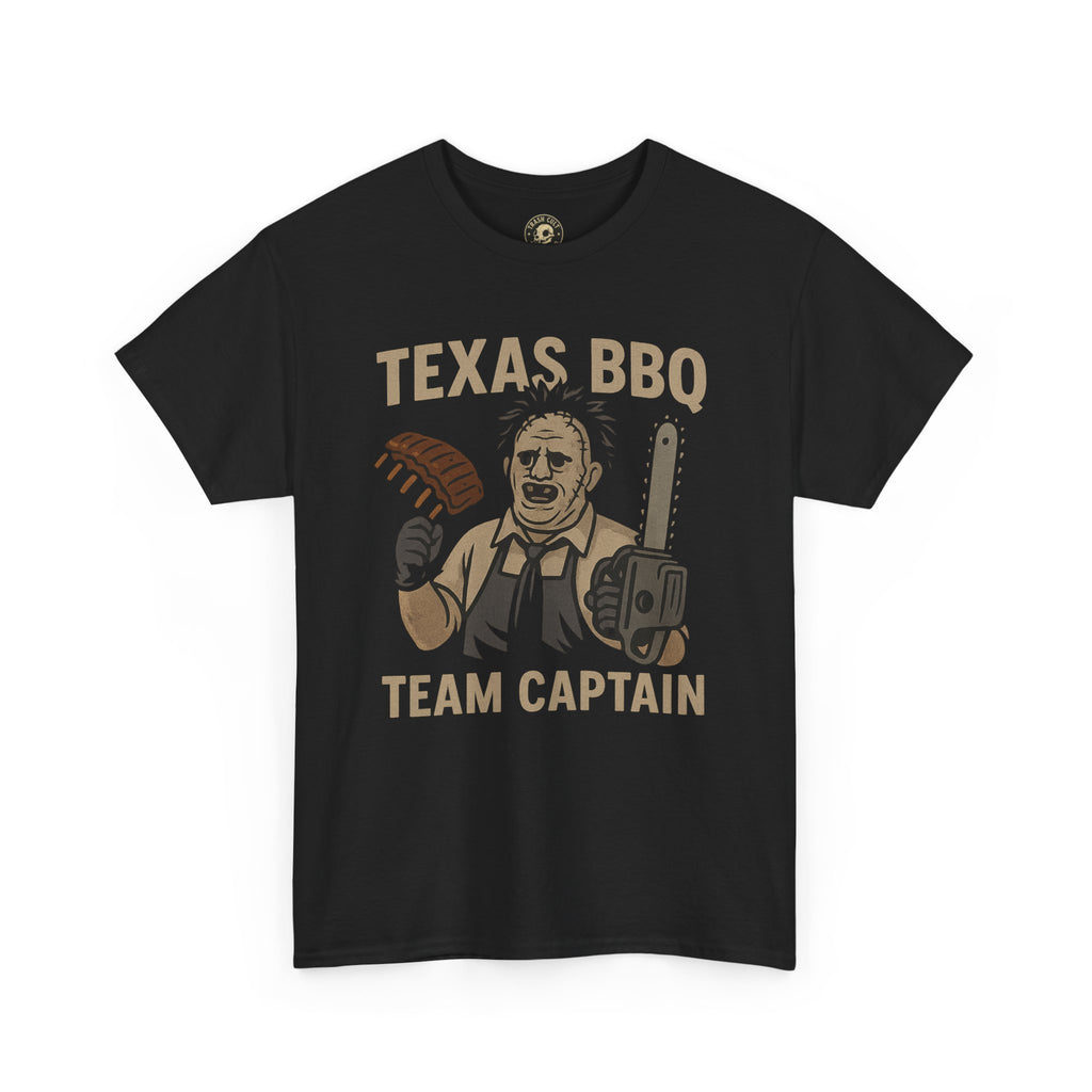 Texas BBQ Team Captain Shirt – Leatherface Parody Graphic Tee – Funny Horror BBQ T-Shirt – Gildan 5000
