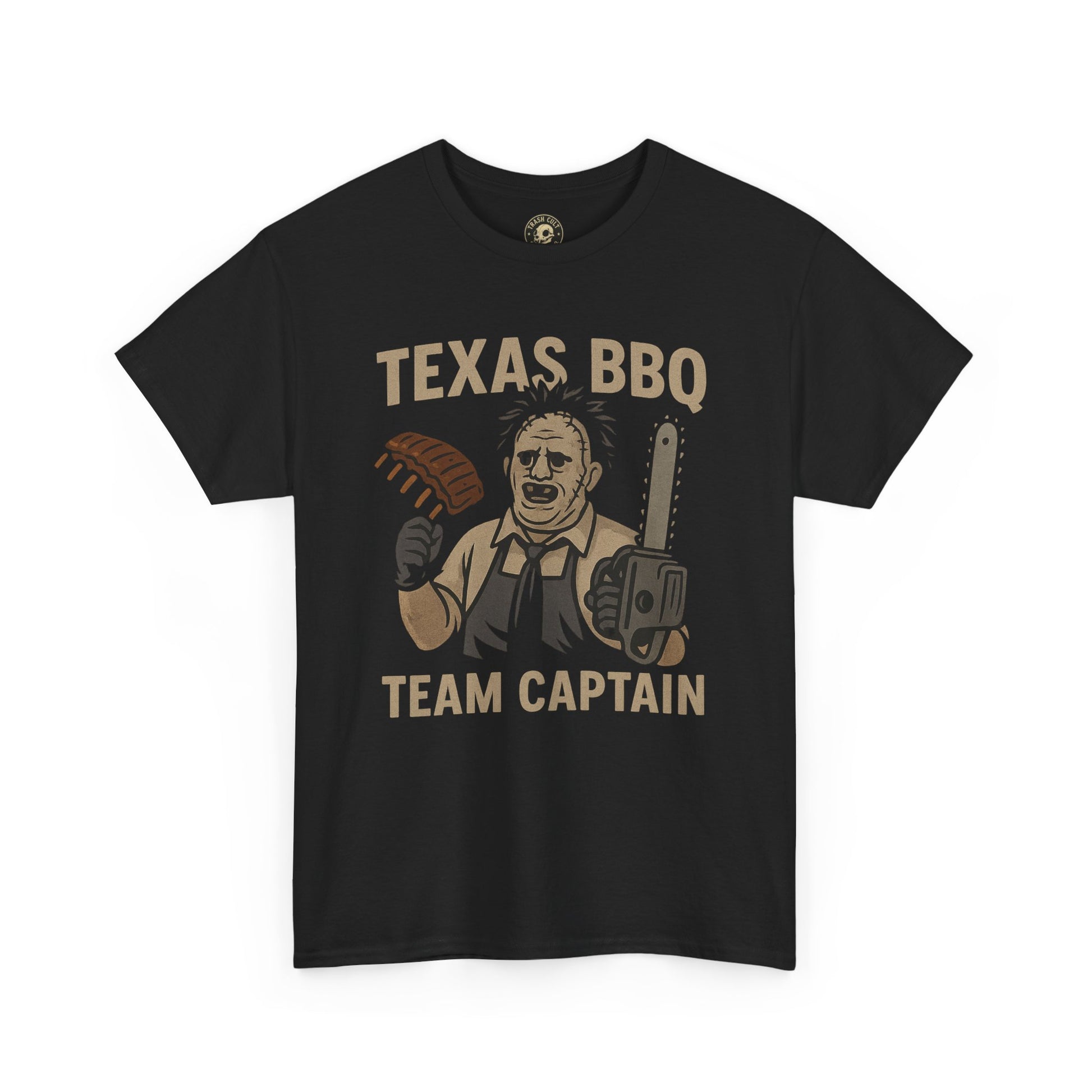 Texas BBQ Team Captain Shirt – Leatherface Parody Graphic Tee – Funny Horror BBQ T-Shirt – Gildan 5000