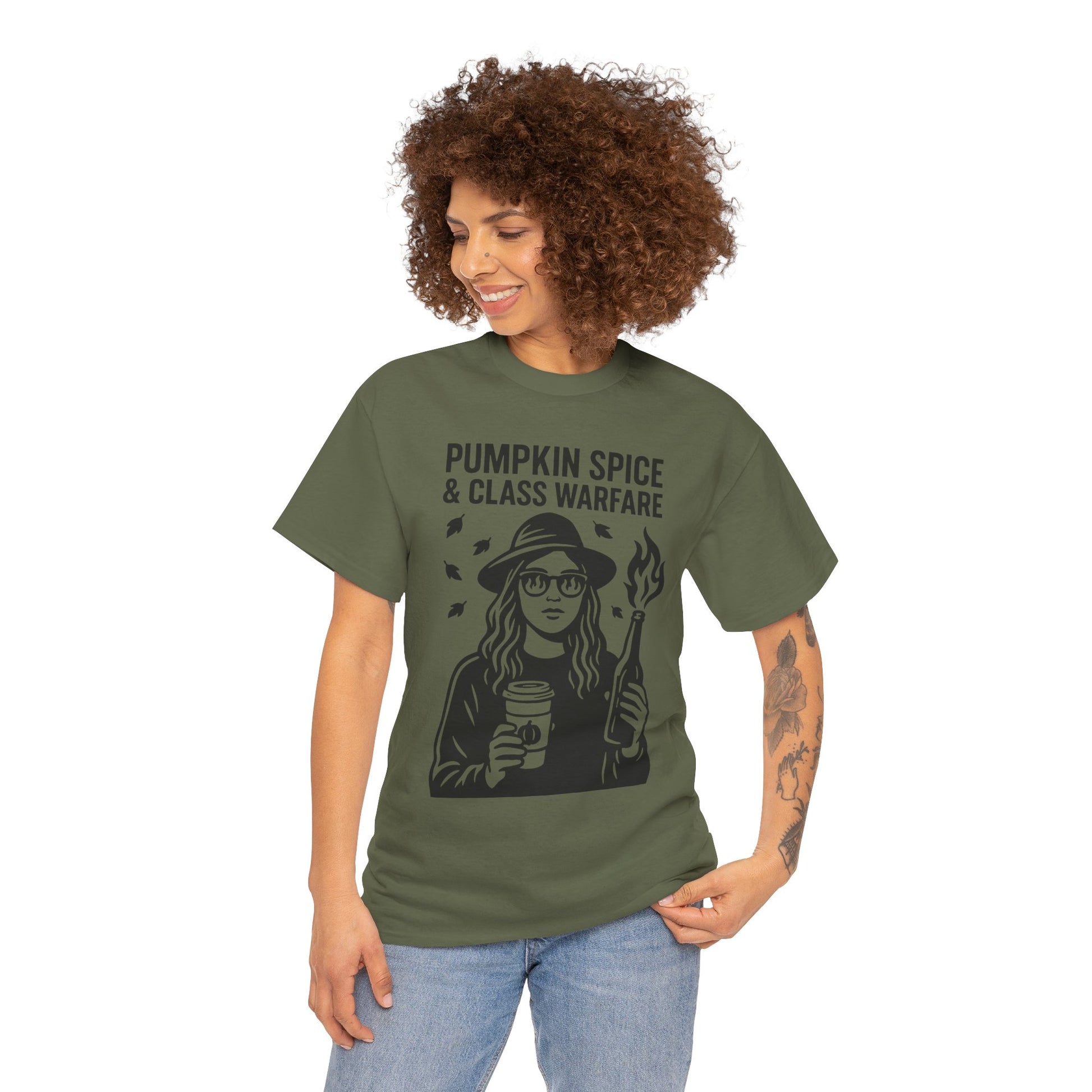 Pumpkin Spice & Class Warfare Shirt – Fall Riot Girl Graphic Tee – Fall of Humanity Collection – Trash Cult Supply Co.