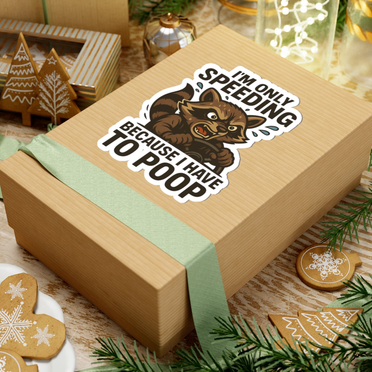 Funny Raccoon Kiss-Cut Stickers, Humor Stickers, Laptop Decor, Gifts for Friends, Car Stickers, Quirky Wall Art