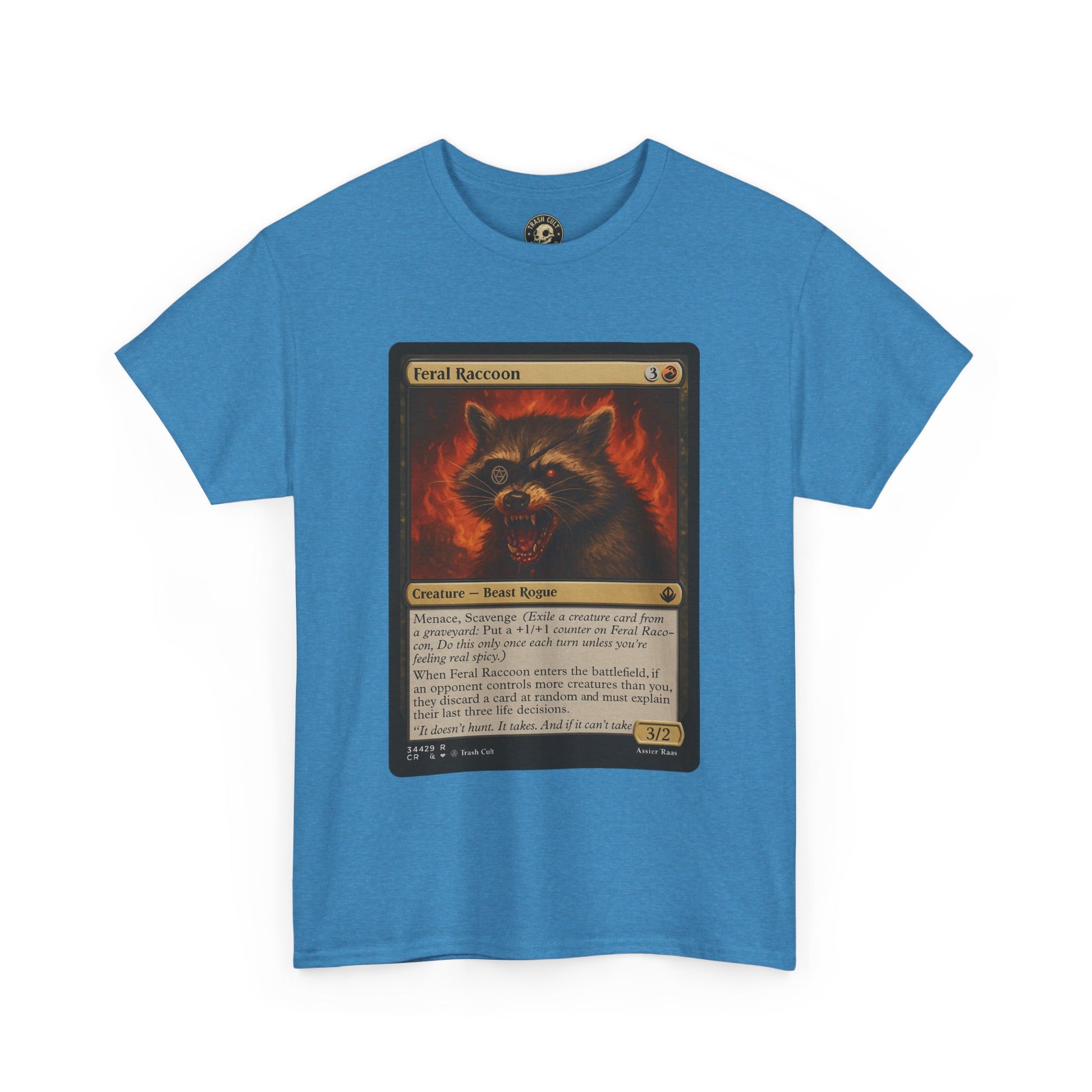 Feral Raccoon Magic Card Shirt – MTG-Inspired Beast Rogue Tee, Trash Cult Creature Card, Gildan 5000 Unisex T-Shirt
