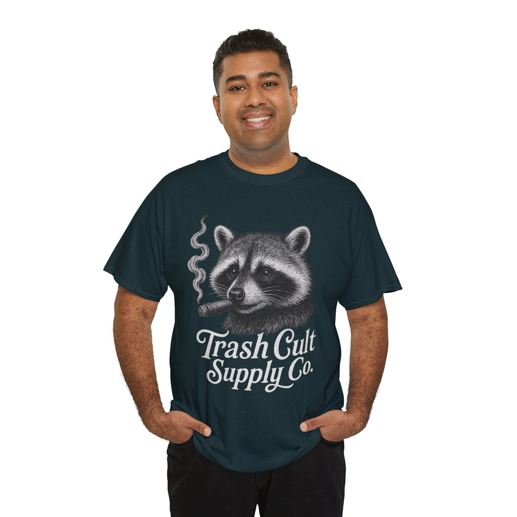 Monochrome Raccoon Cigar Shirt – Trash Cult Supply Co. | Gildan 5000 Tee