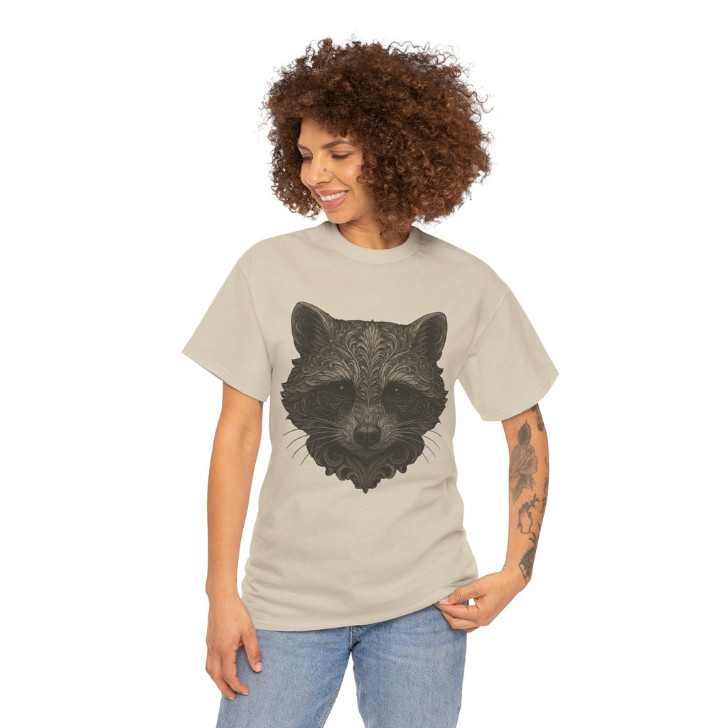 Ornate Raccoon Face Shirt – Intricate Woodland Animal Art Tee – Tattoo-Inspired Forest Aesthetic – Trash Cult Supply Co.