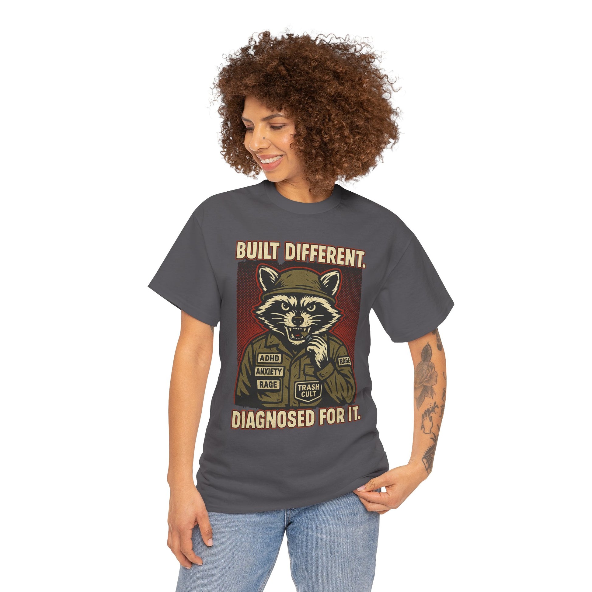 Built Different Diagnosed For It Military Raccoon Shirt – Gildan 5000