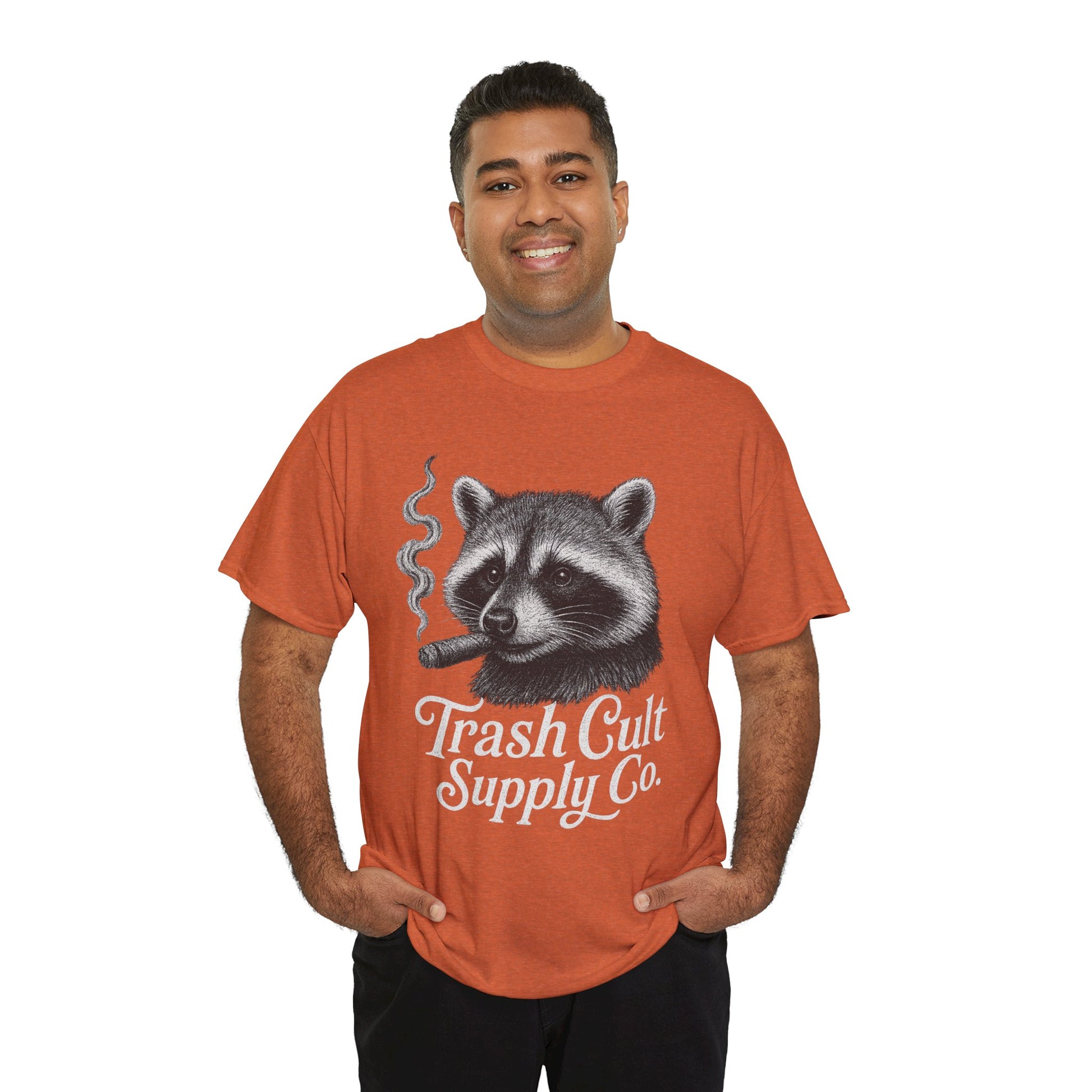 Monochrome Raccoon Cigar Shirt – Trash Cult Supply Co. | Gildan 5000 Tee